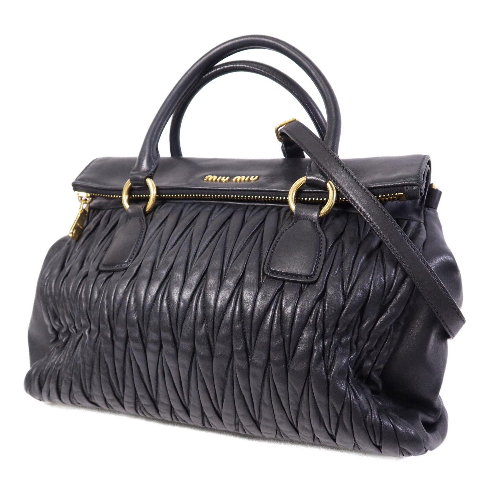 Miu Miu 羊皮皮革2 Way Shoulder Bag金扣手挽肩背兩用袋