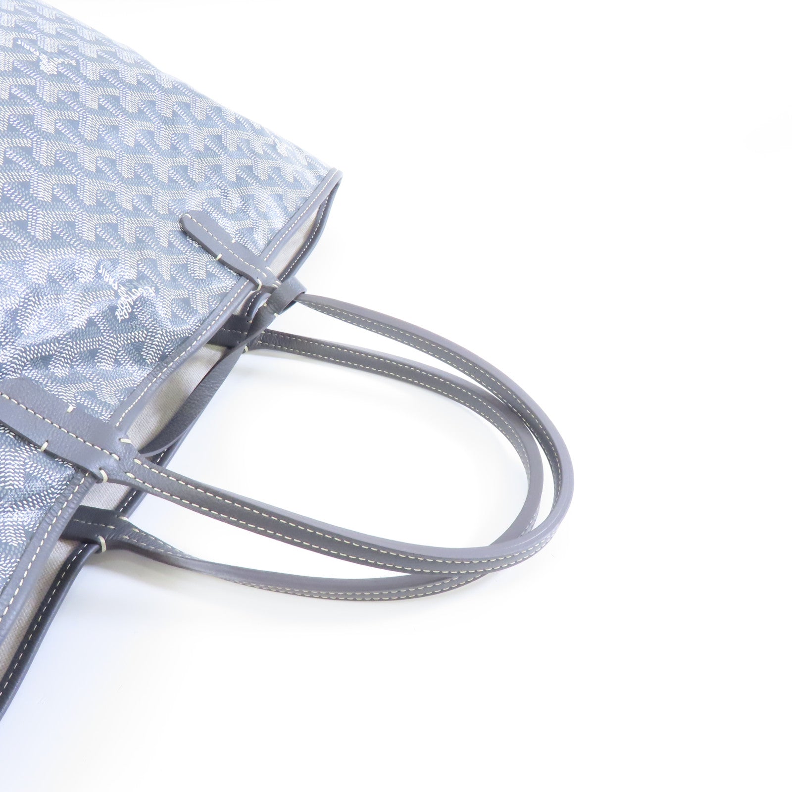 GOYARD 塗層帆布Saint Lonis PM銀扣手挽袋灰色