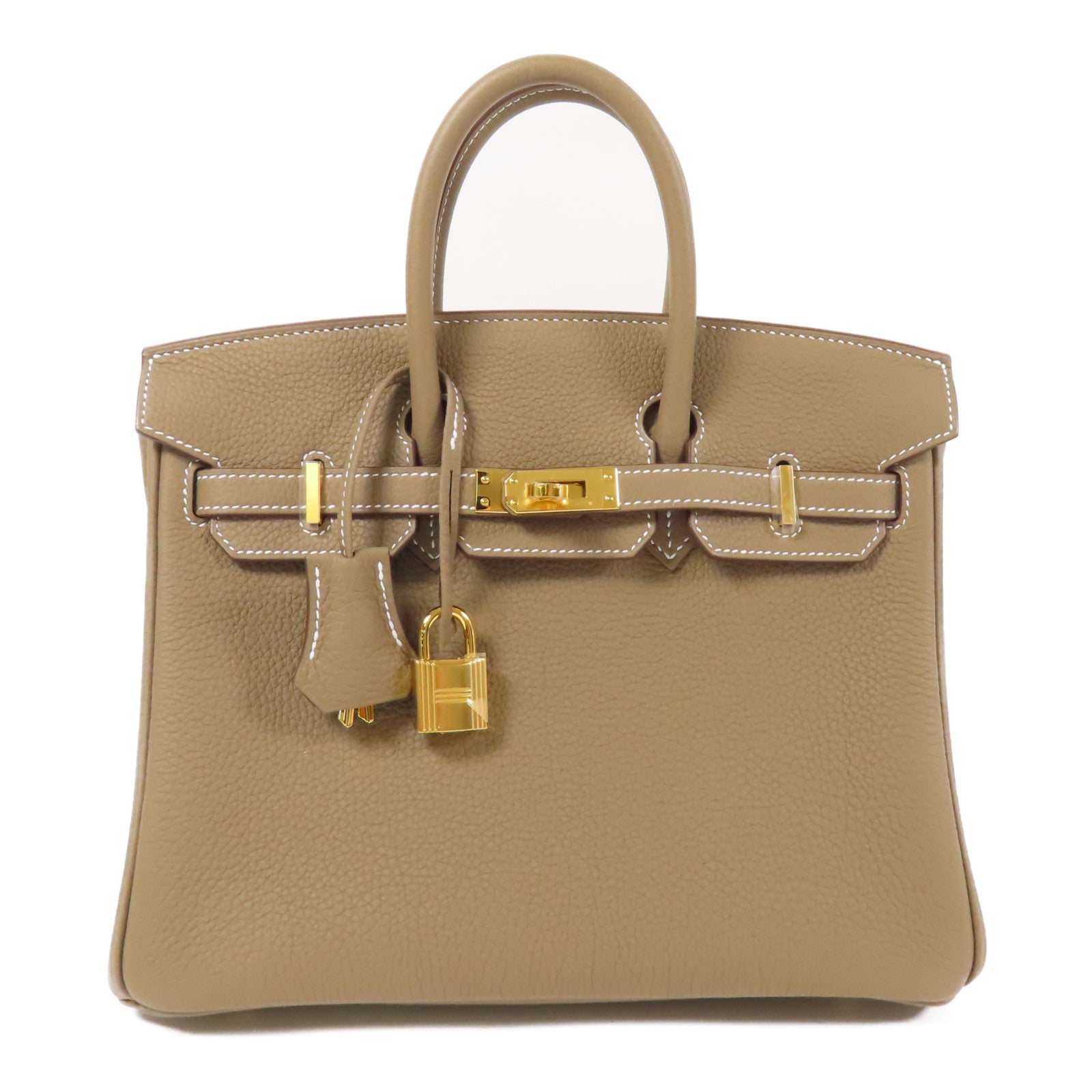 HERMES 【激減優惠】Togo皮革金扣Birkin 25手挽袋Etoupe