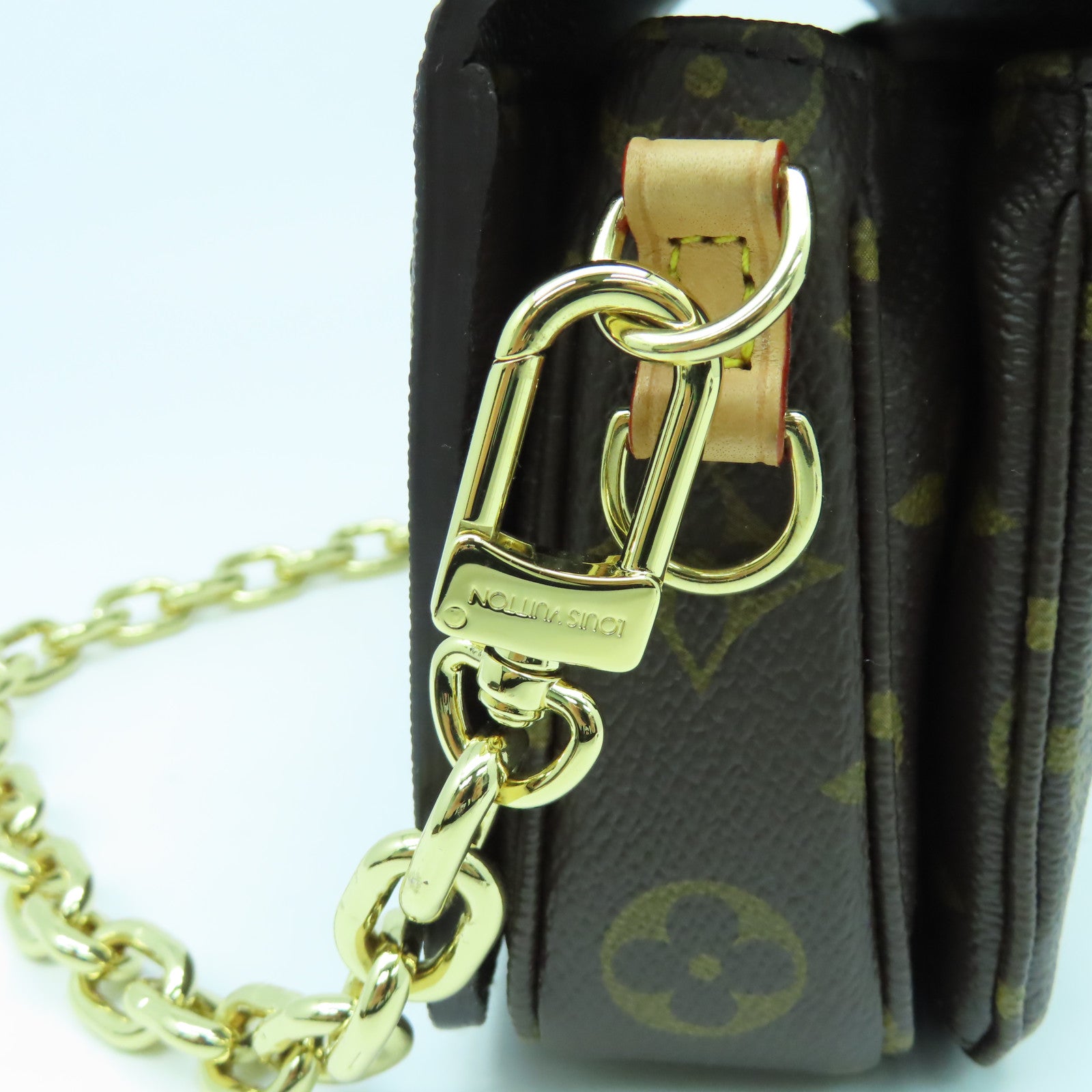 LOUIS VUITTON Monogram Pochette Metis East West金扣鏈帶手挽肩背兩用袋啡色