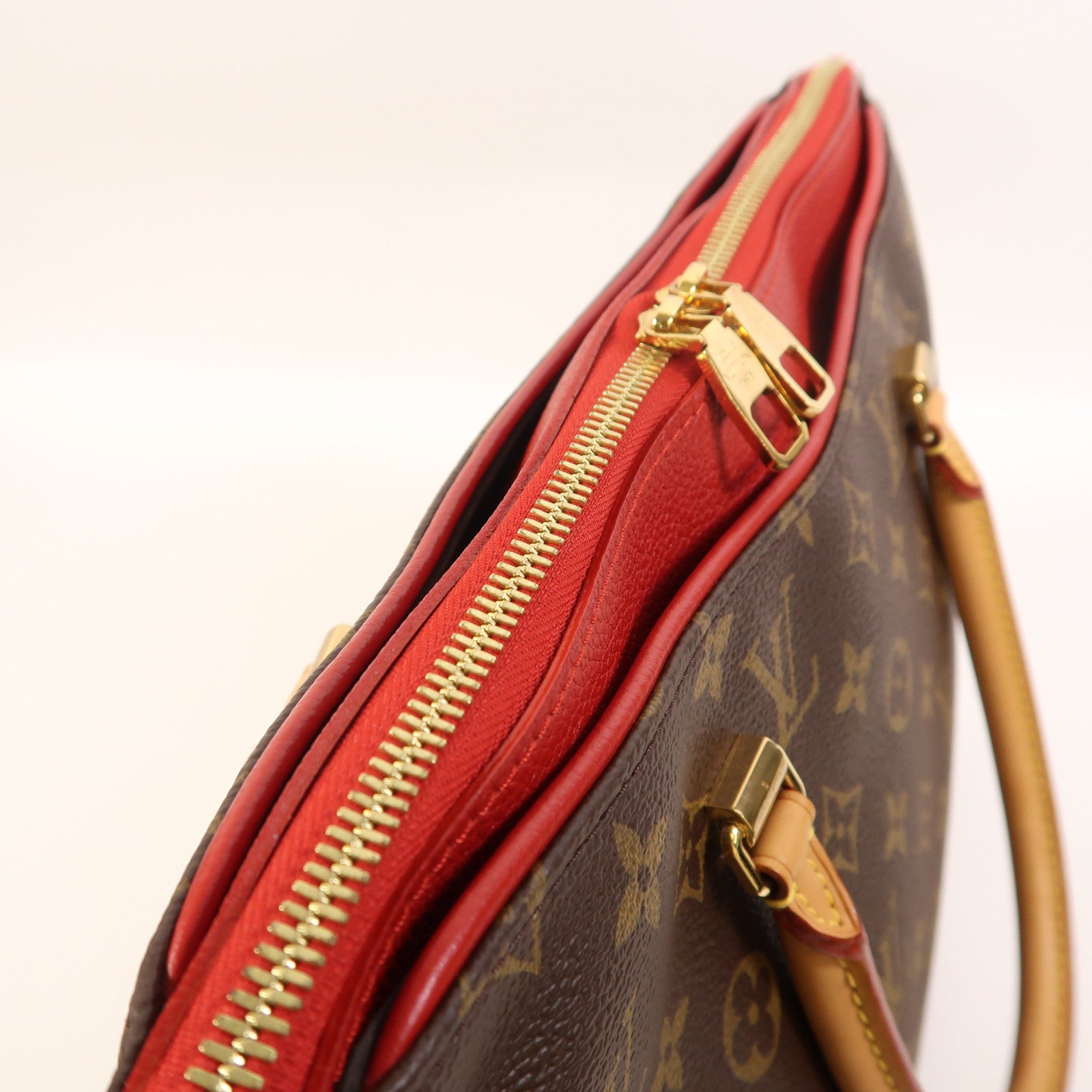 LOUIS VUITTON 【激減優惠】Monogram Pallas金扣手挽肩背兩用袋棕色/紅色