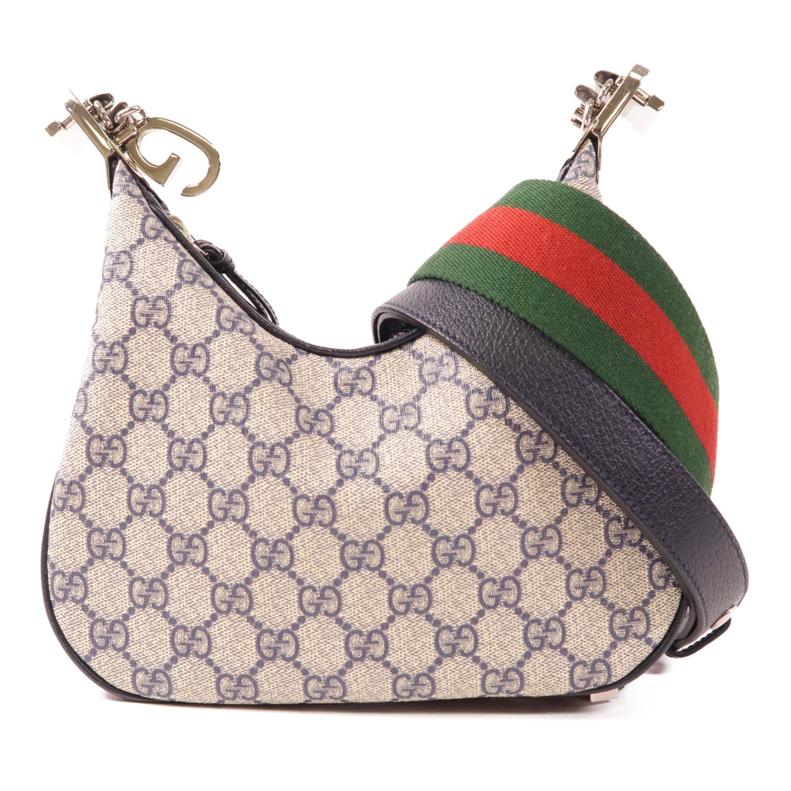 GUCCI GG SHW Attache Small Shoulder Bag 699409 Coated Canvas Navy/Beige/Red