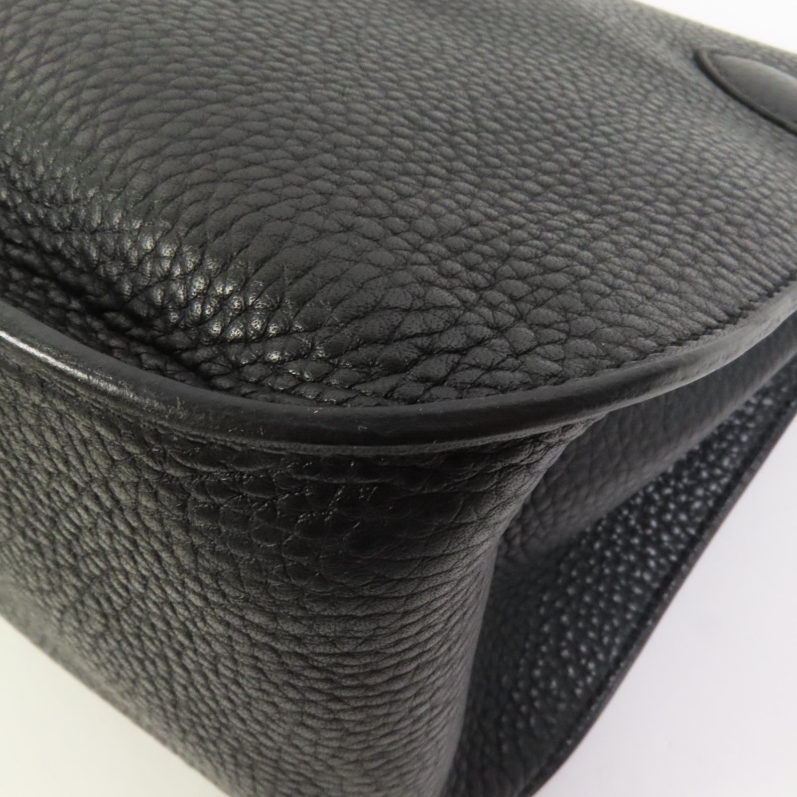 HERMES Clemence皮革Jypsiere 31銀扣肩背袋Noir