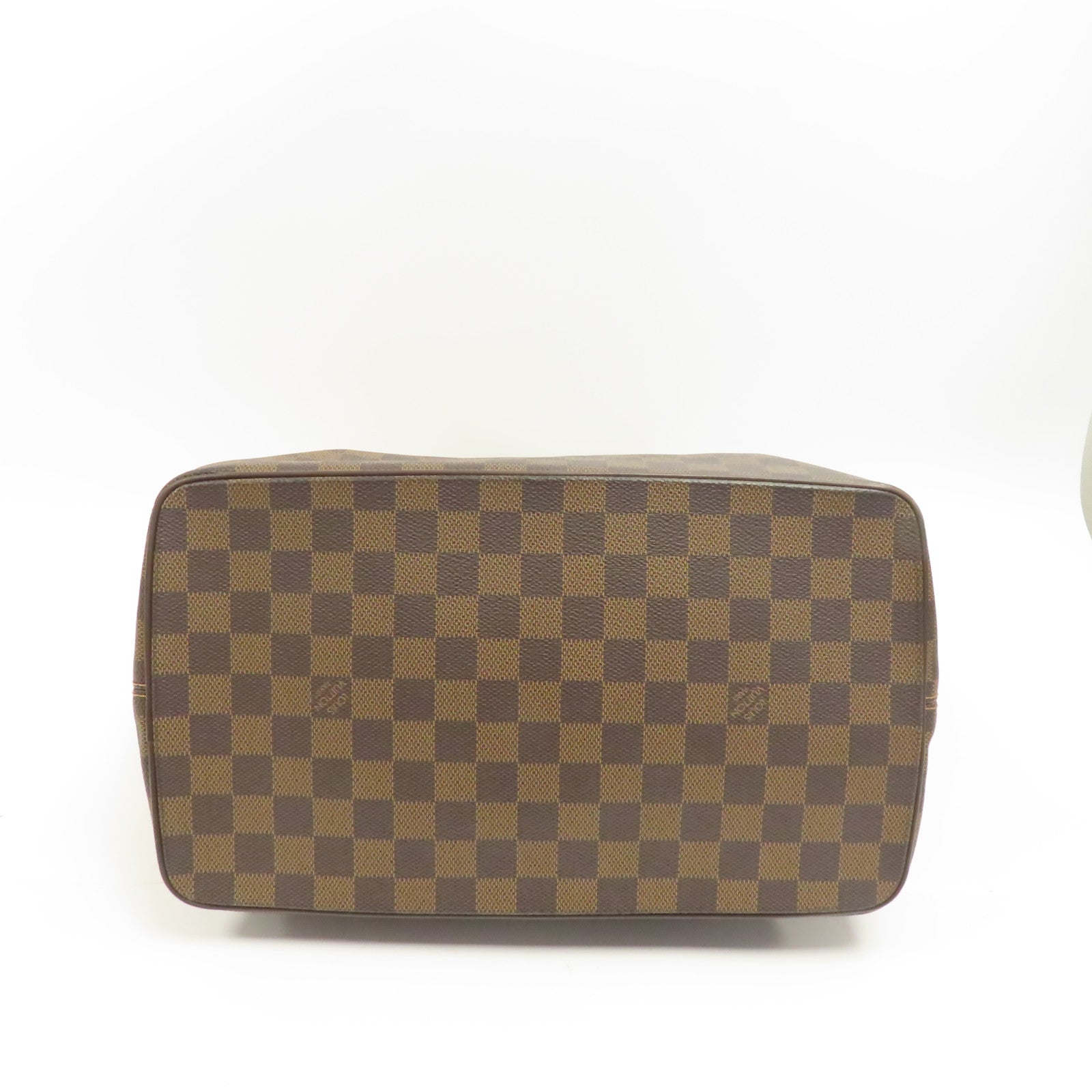 LOUIS VUITTON Damier Ebene Saleya MM金扣肩背袋棕色
