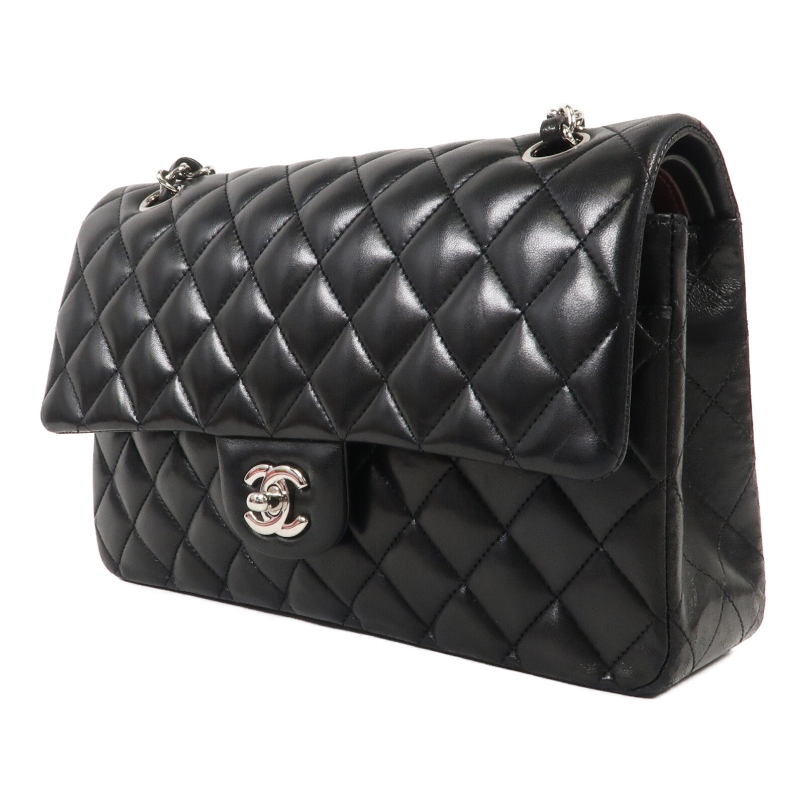 CHANEL 羊皮皮革Classic 25銀扣鏈帶肩背袋