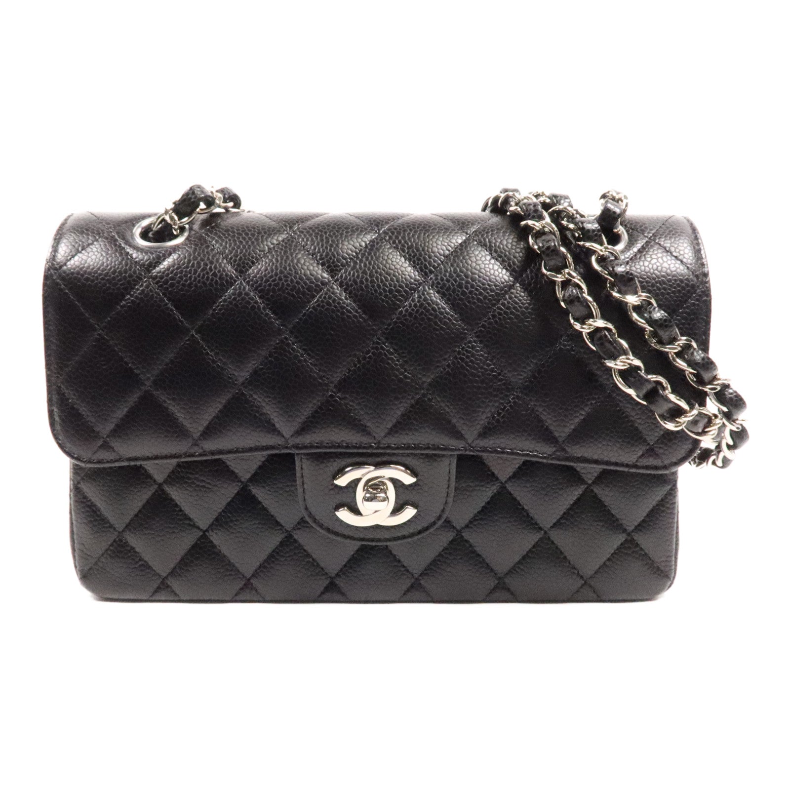 CHANEL 牛皮皮革Classic 23cm銀扣鏈帶肩背袋
