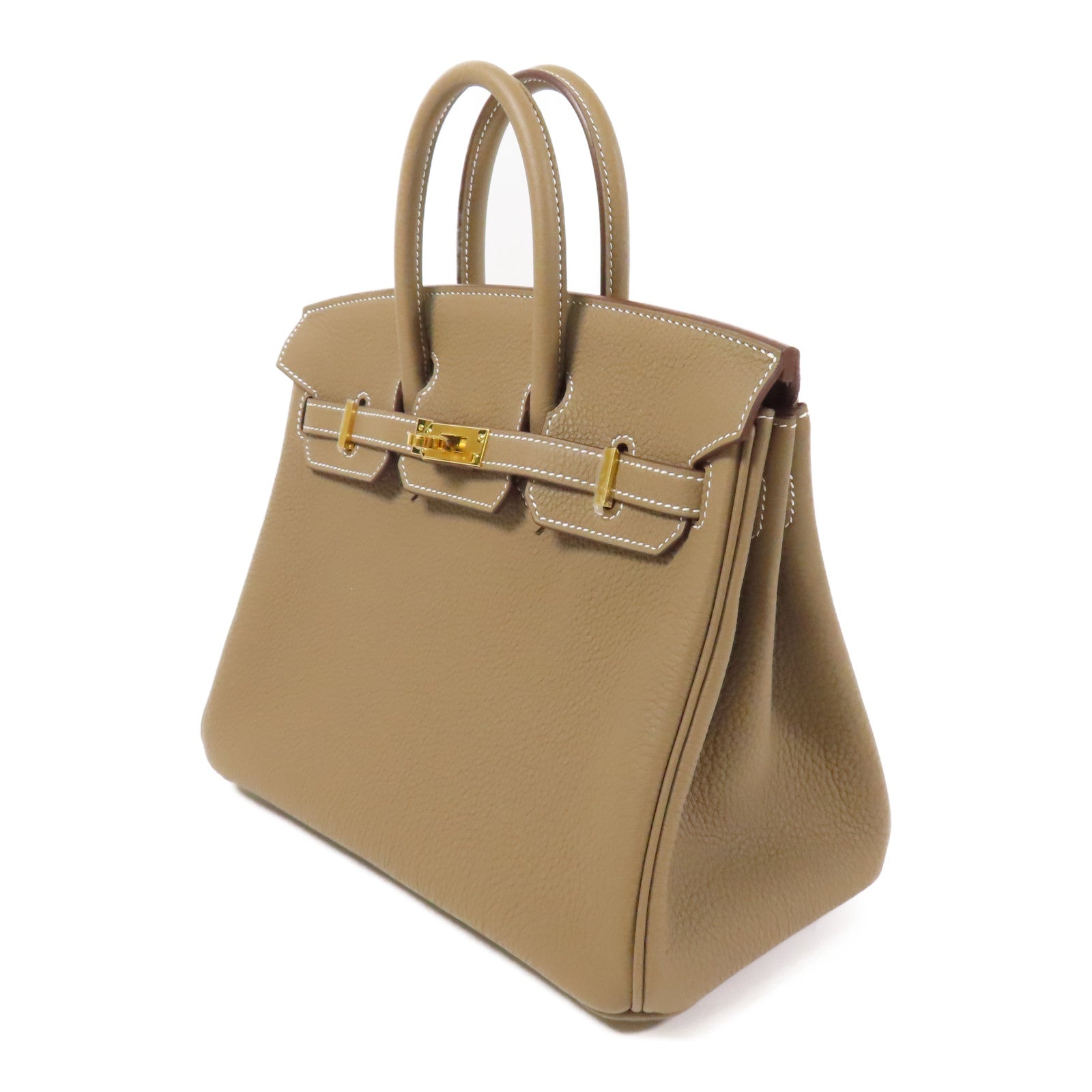 HERMES 【激減優惠】Togo皮革金扣Birkin 25手挽袋Etoupe