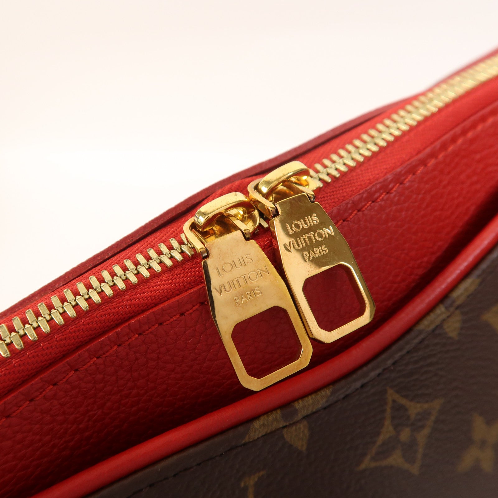 LOUIS VUITTON 【激減優惠】Monogram Pallas金扣手挽肩背兩用袋棕色/紅色