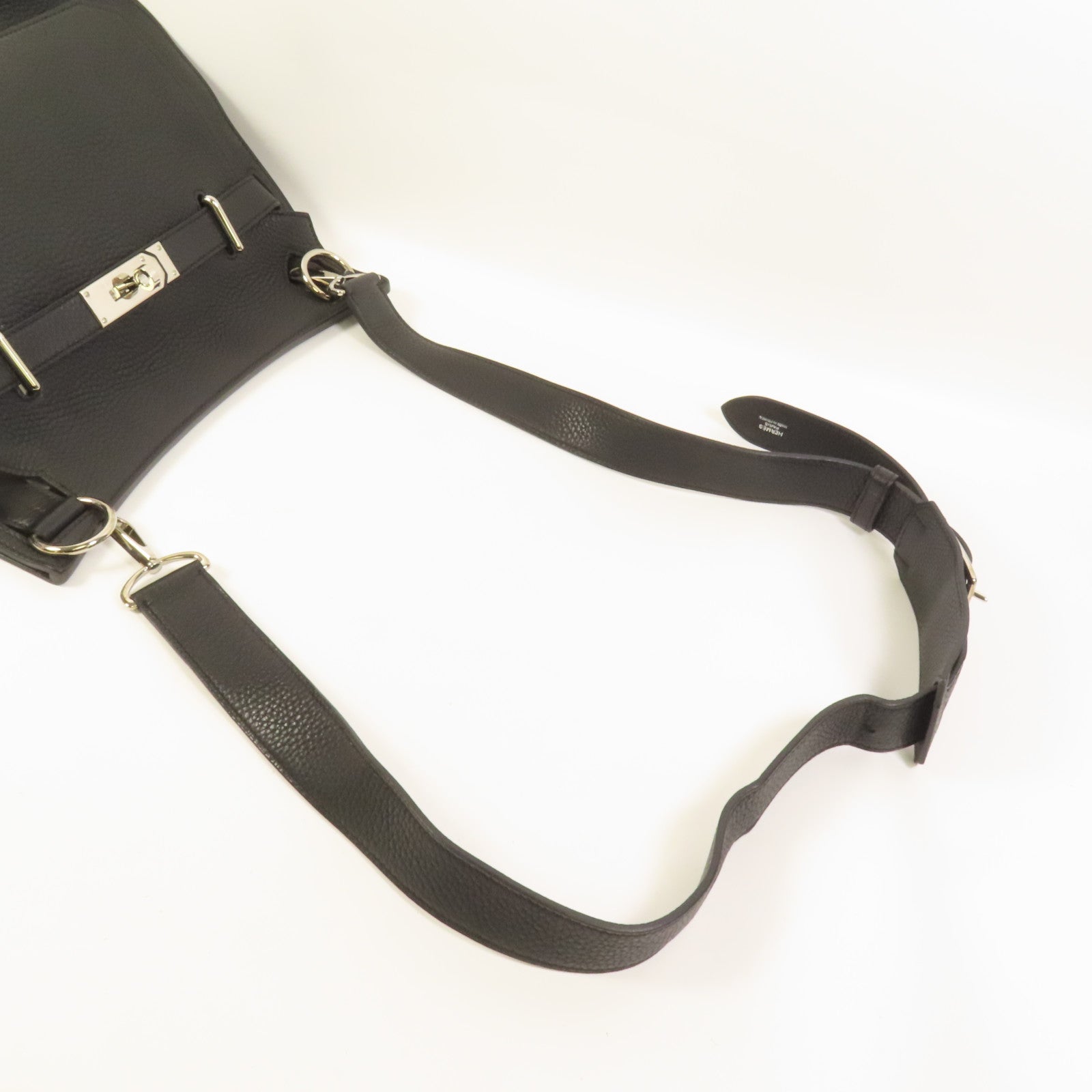 HERMES Clemence皮革Jypsiere 31銀扣肩背袋Noir