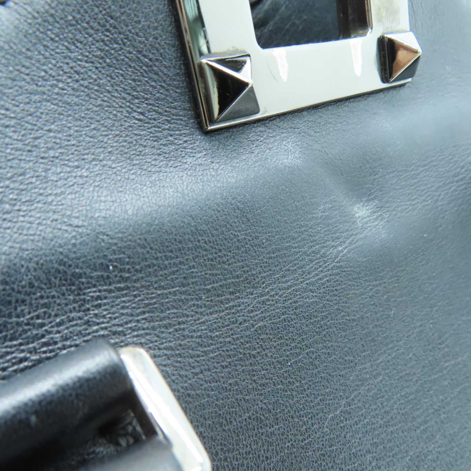Valentino 牛皮皮革2way Shoulder Bag银扣手挽肩背两用袋黑色