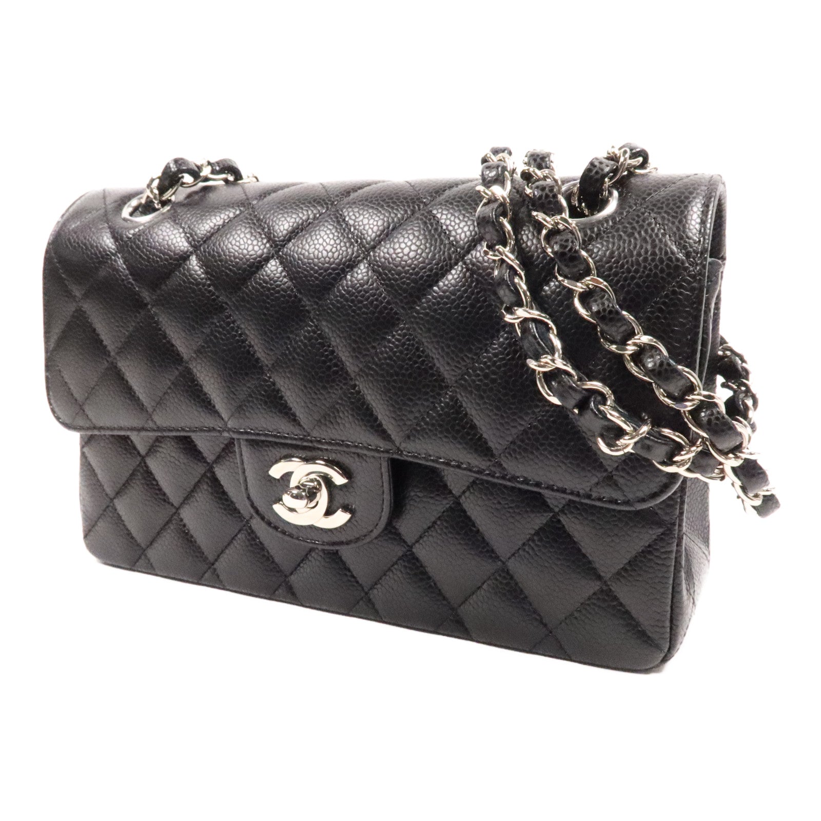 CHANEL 牛皮皮革Classic 23cm銀扣鏈帶肩背袋