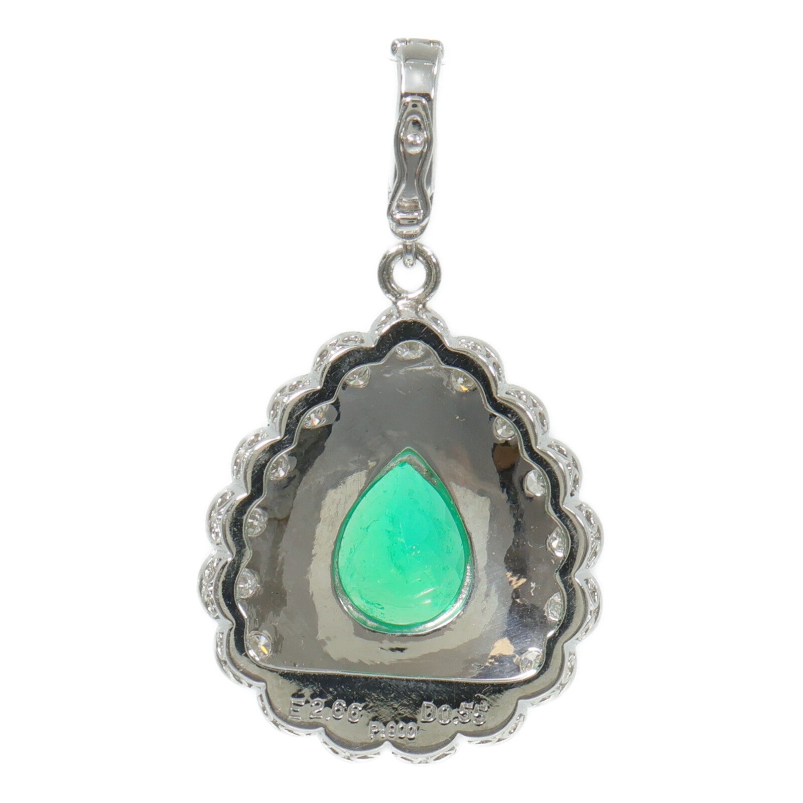 JEWELRY PT900鉑金Emerald Diamond Pendant綠寶石/鑽石吊墜