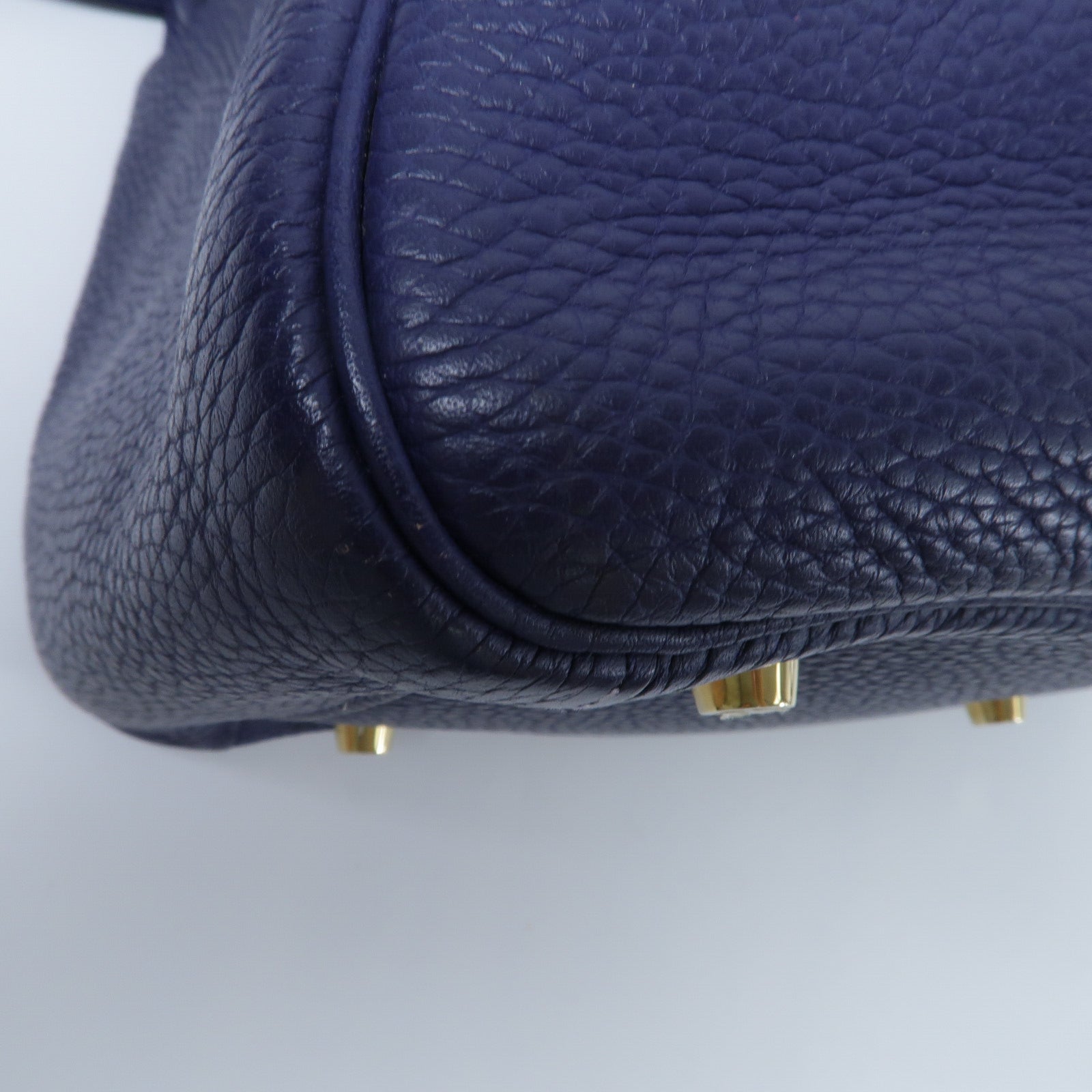 HERMES Clemence皮革Lindy 30手挽肩背兩用袋Bleu Encre