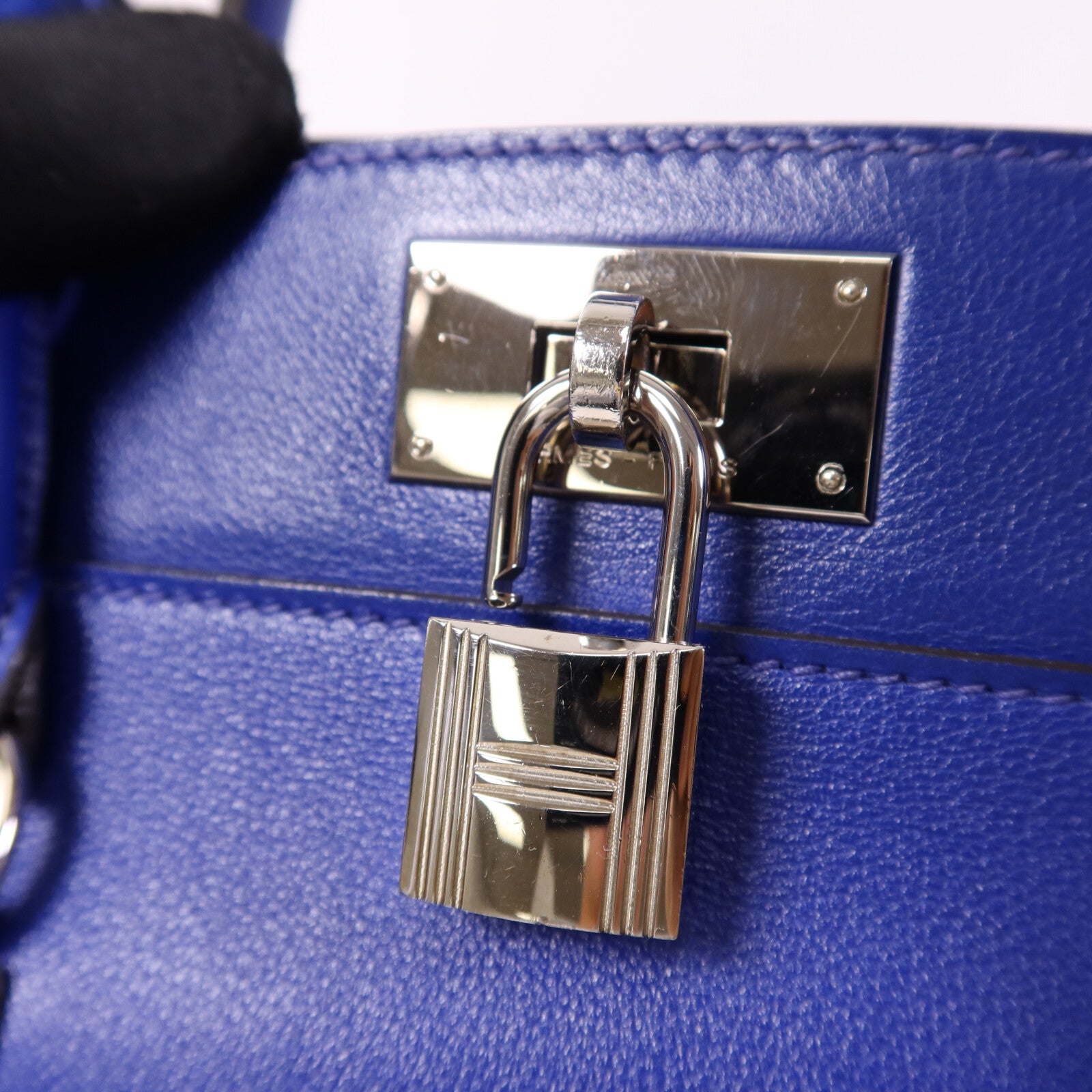 HERMES Evercolor皮革Tool Box 20銀扣手挽肩背兩用袋Blue Electric