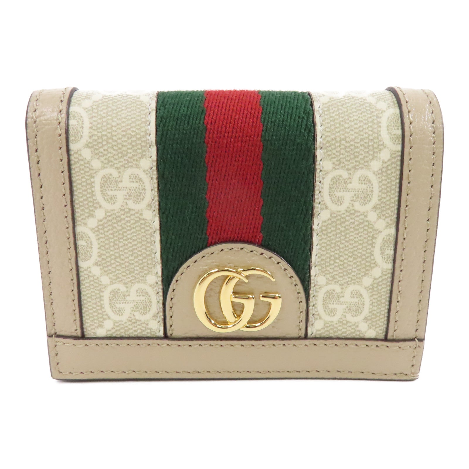 GUCCI 塗層帆布Ophidia Case Wallet金扣錢包米色