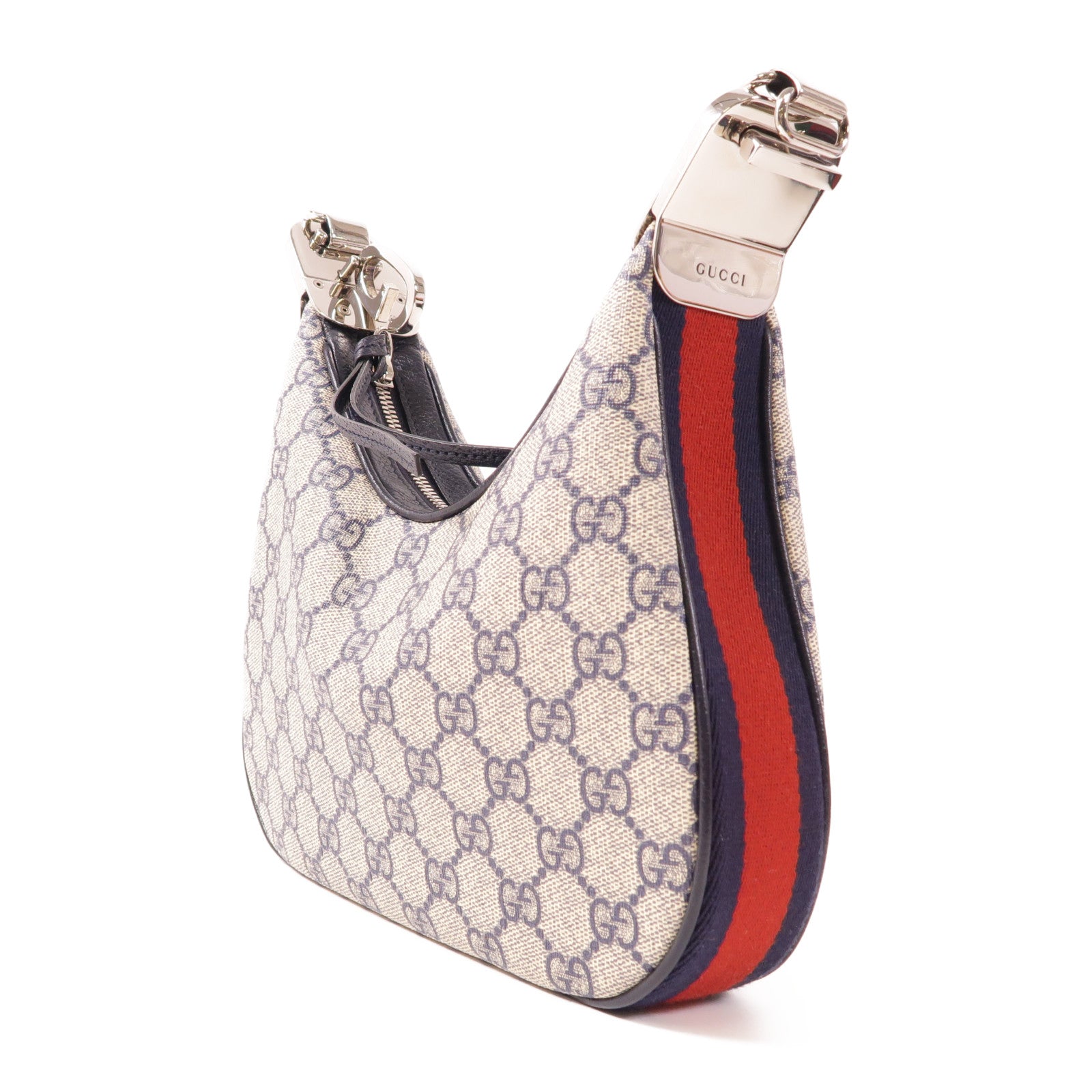 GUCCI GG SHW Attache Small Shoulder Bag 699409 Coated Canvas Navy/Beige/Red