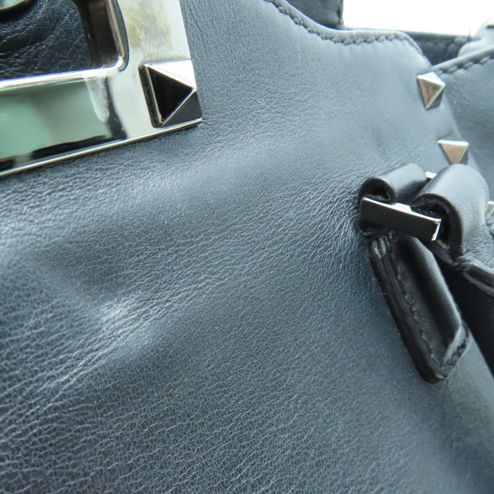 Valentino 牛皮皮革2way Shoulder Bag银扣手挽肩背两用袋黑色
