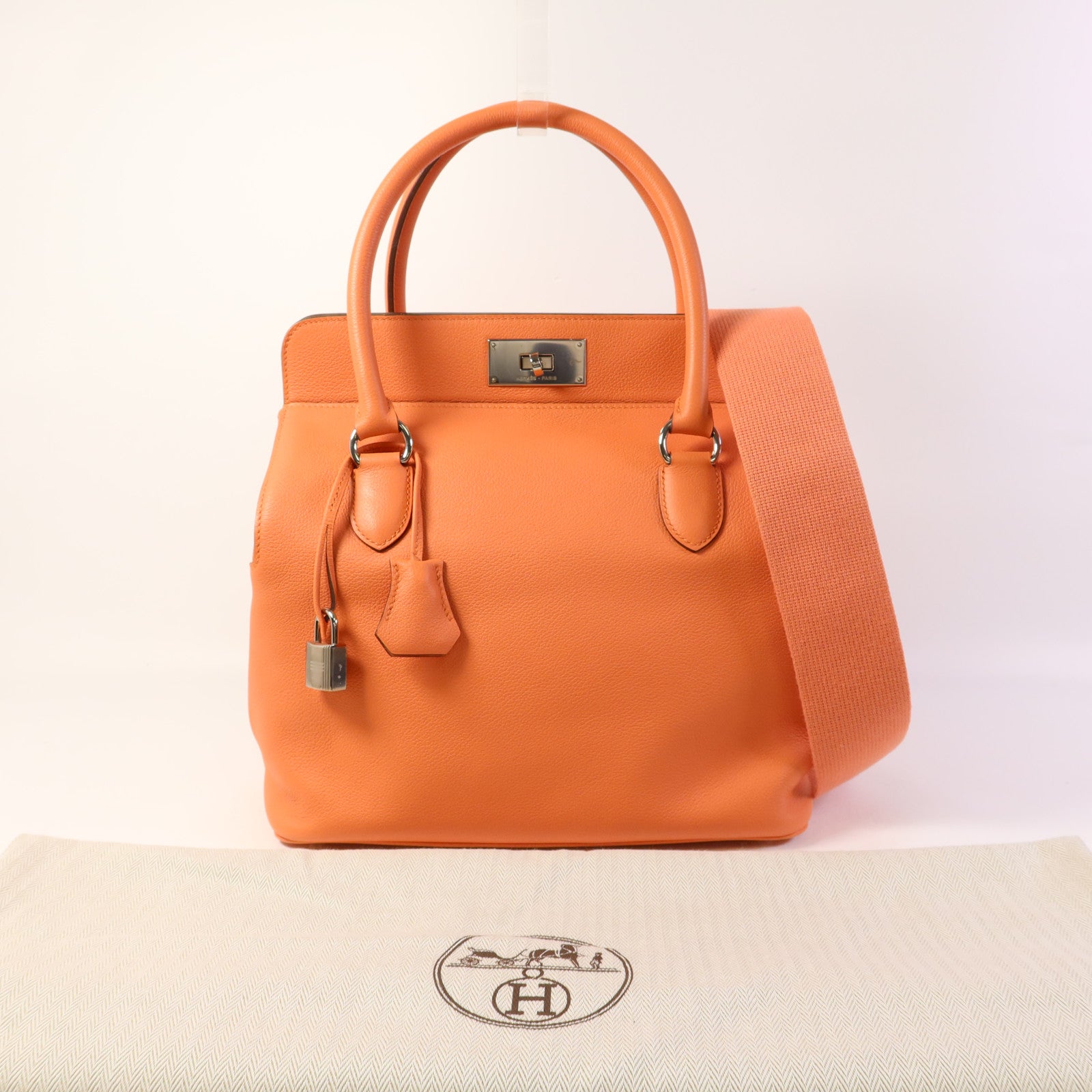 HERMES Swift皮革Tool Box 26銀扣手挽肩背兩用袋