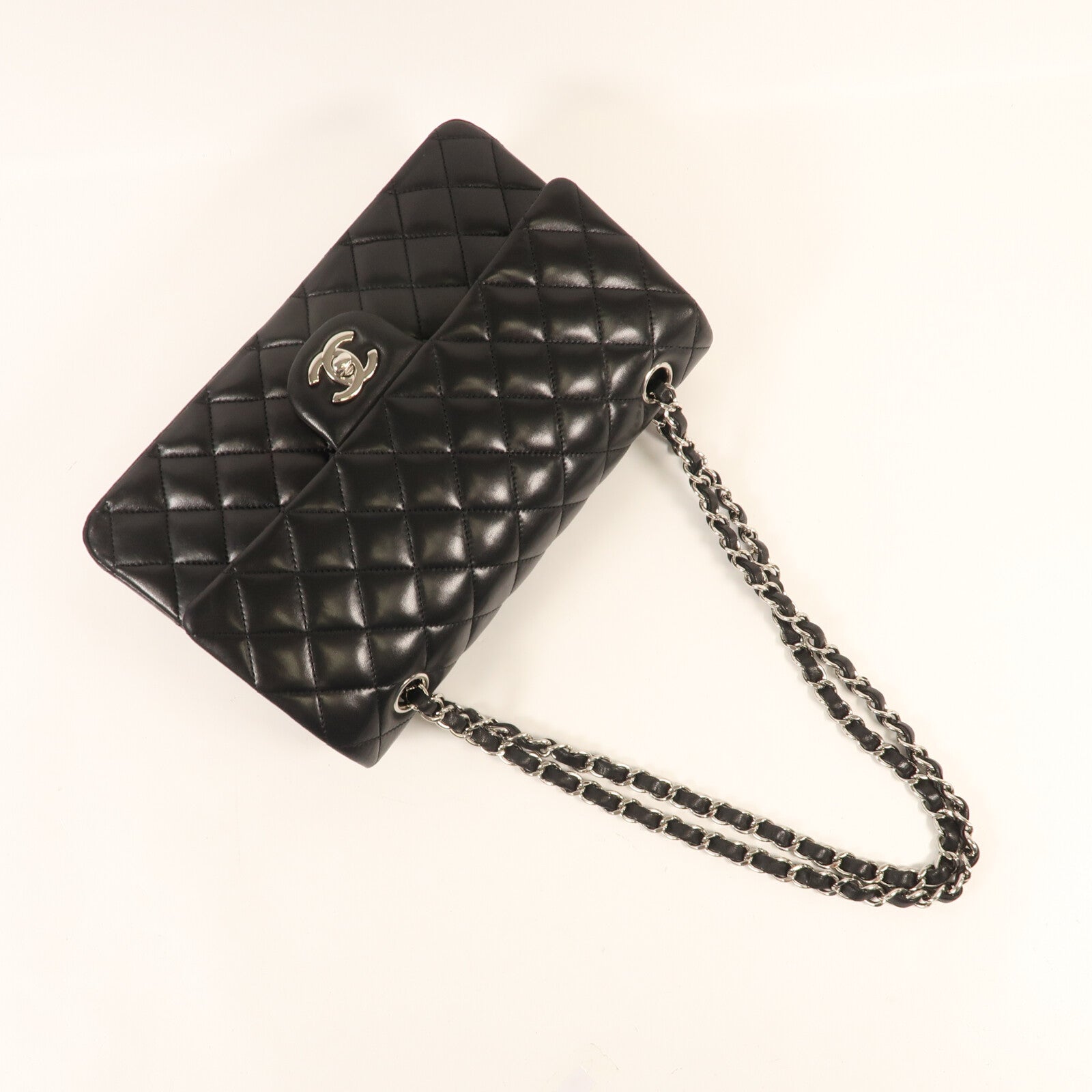 CHANEL 羊皮皮革Classic 25銀扣鏈帶肩背袋