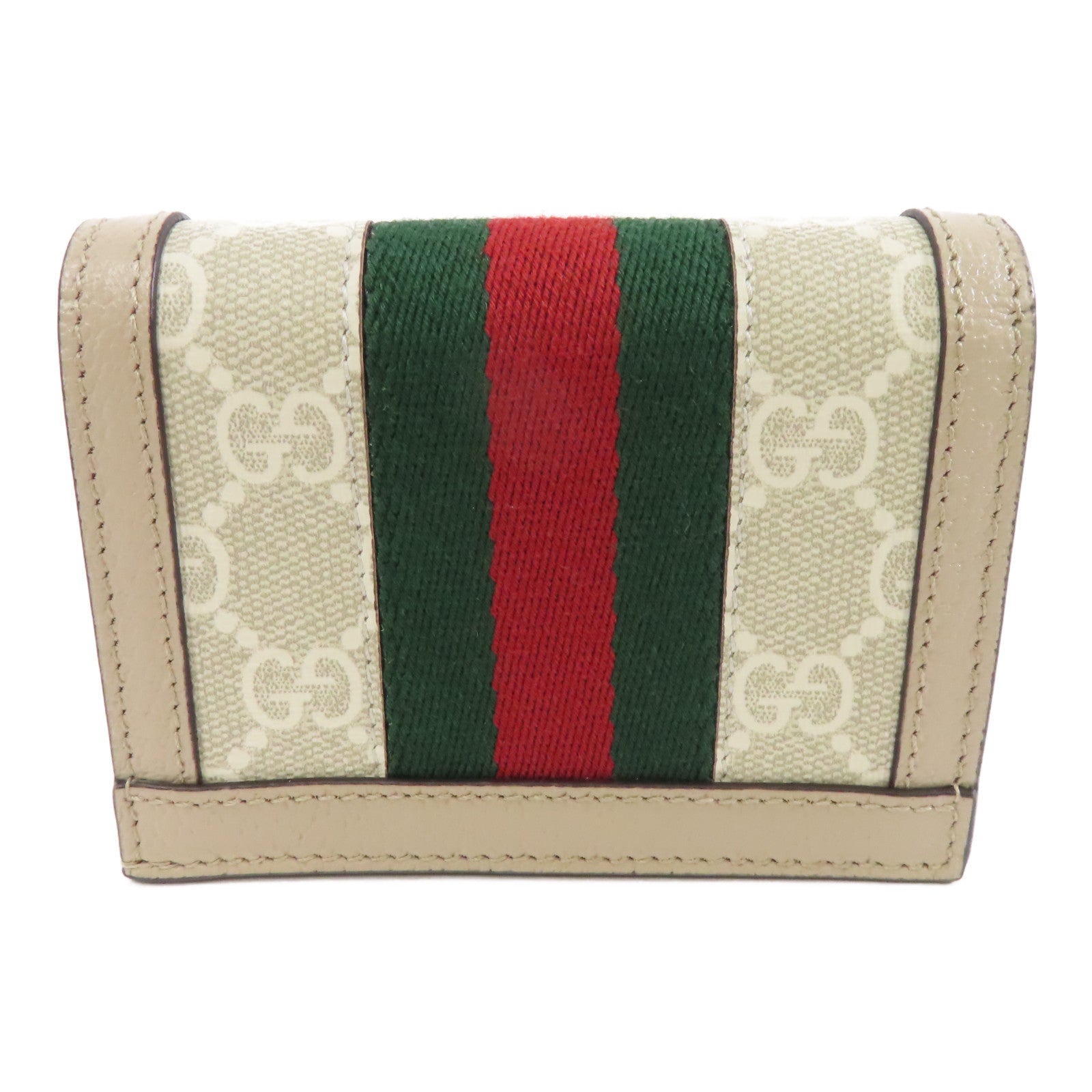 GUCCI 塗層帆布Ophidia Case Wallet金扣錢包米色