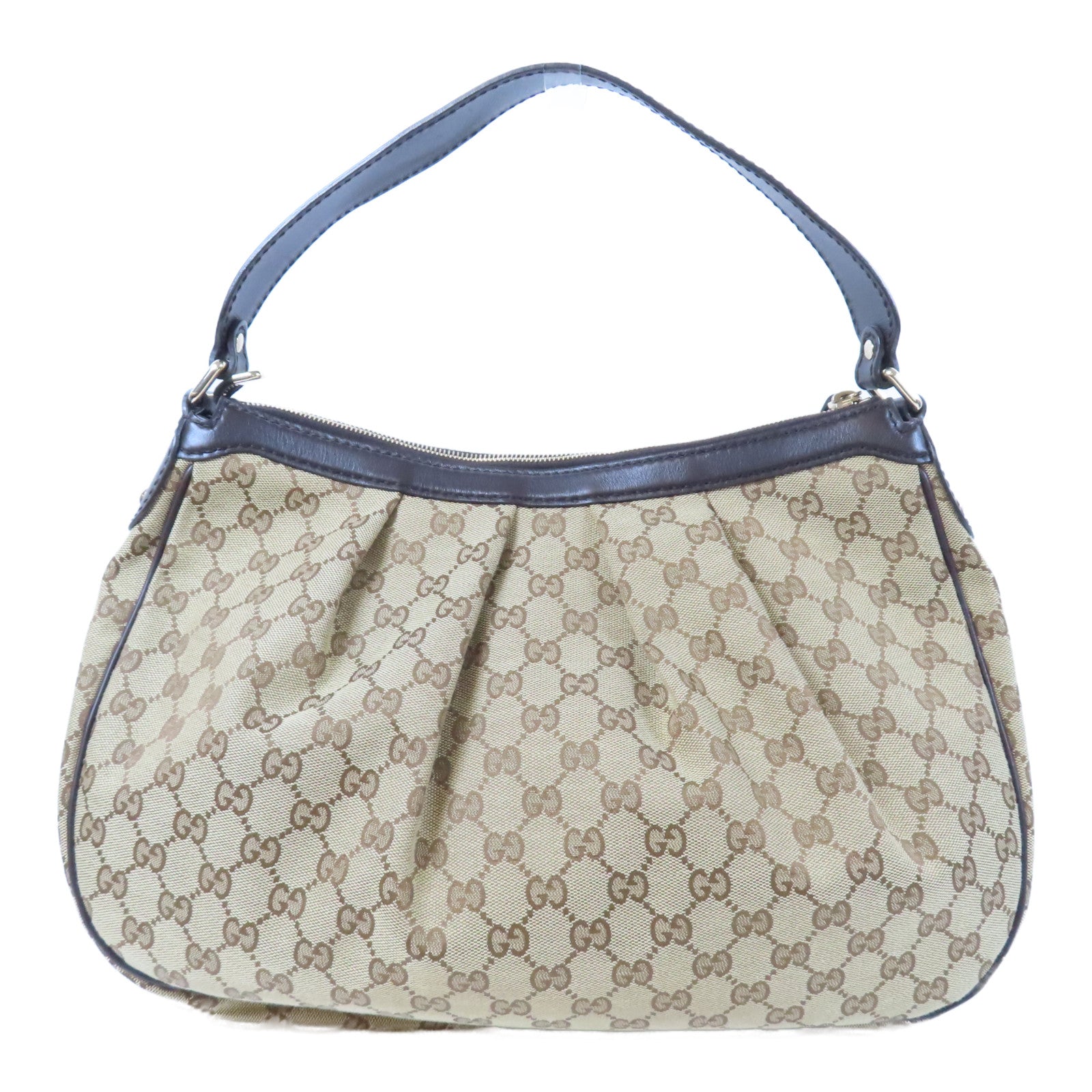 GUCCI 帆布Sukey金扣肩背袋啡色
