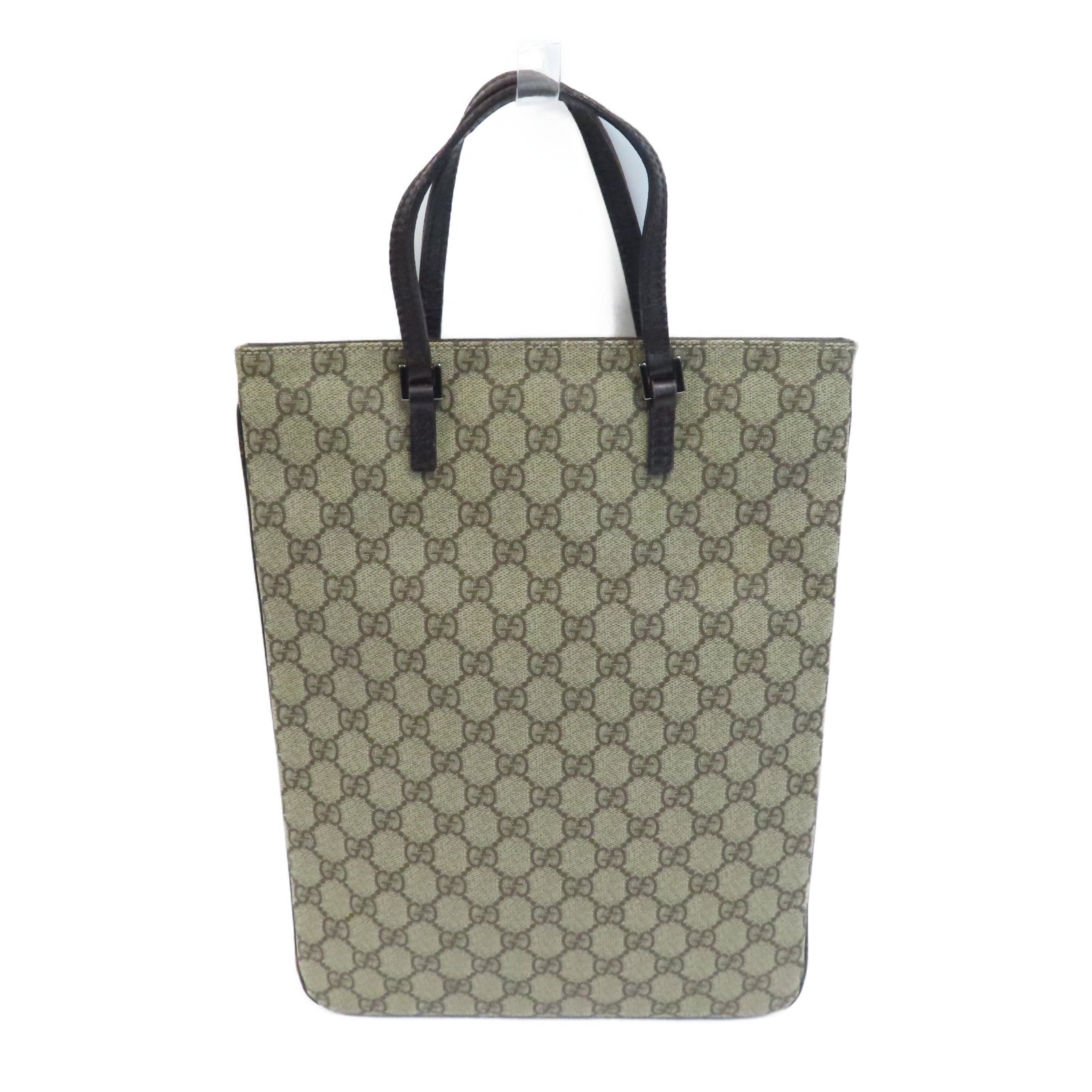 GUCCI 塗層帆布Tote Bag銀扣手挽袋啡色