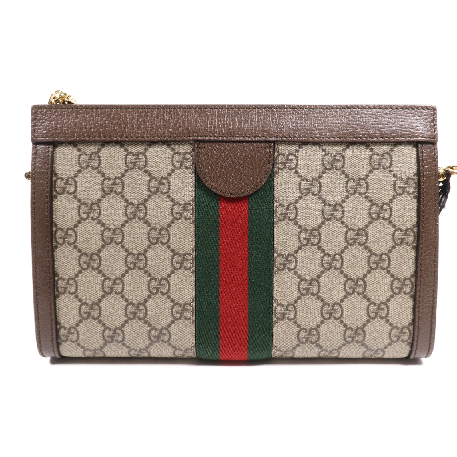 GUCCI 【激減優惠】塗層帆布Ophidia GG金扣鏈帶肩背袋