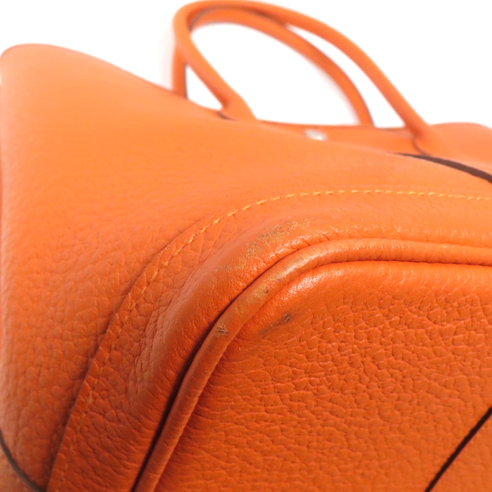 HERMES 【激減優惠】Clemence皮革GardenParty PM銀扣手挽袋火焰橙色