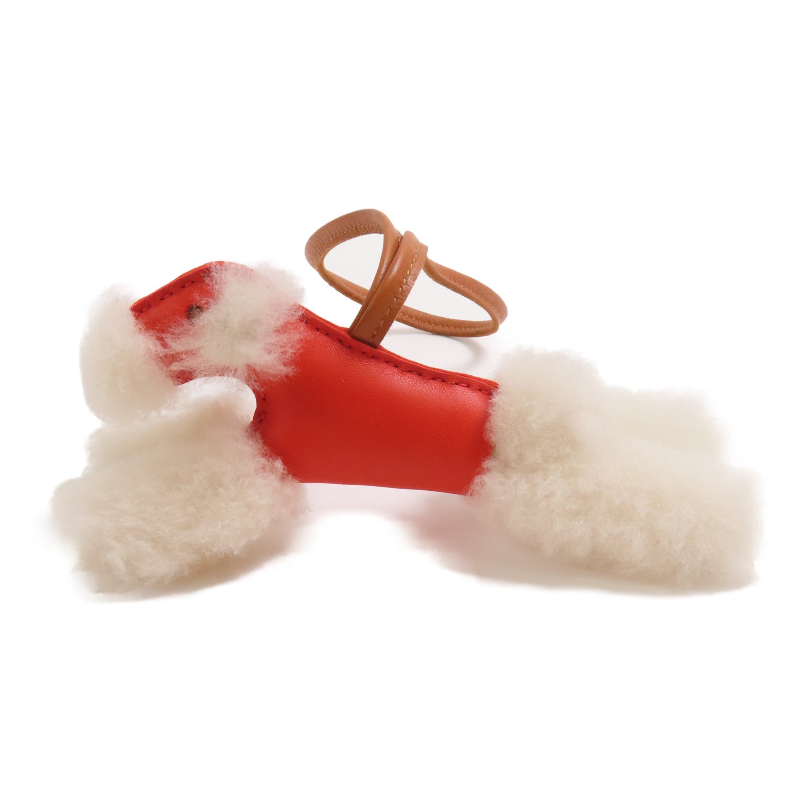 HERMES Fur/Swift皮革Budy掛飾Orange Poppy
