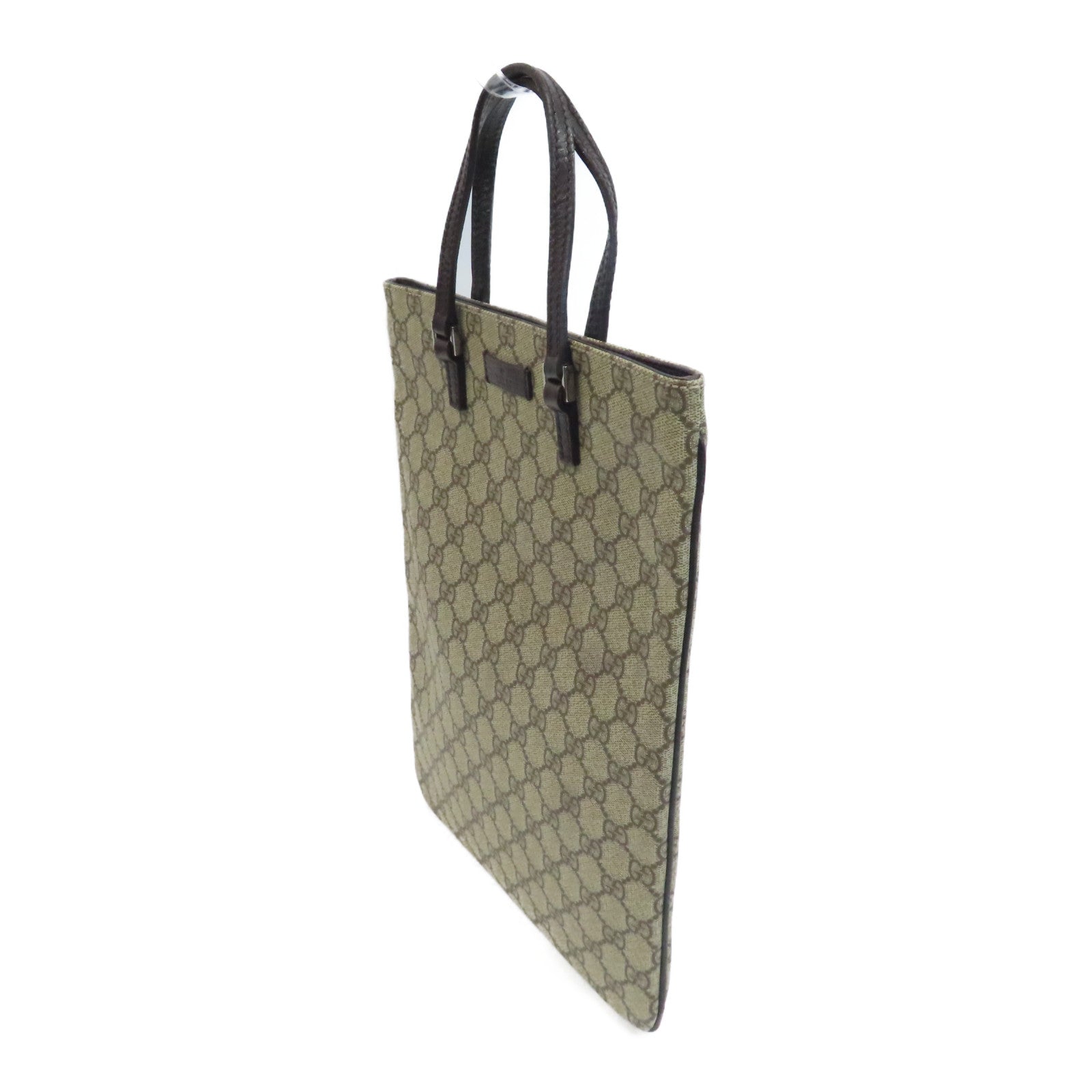 GUCCI 塗層帆布Tote Bag銀扣手挽袋啡色