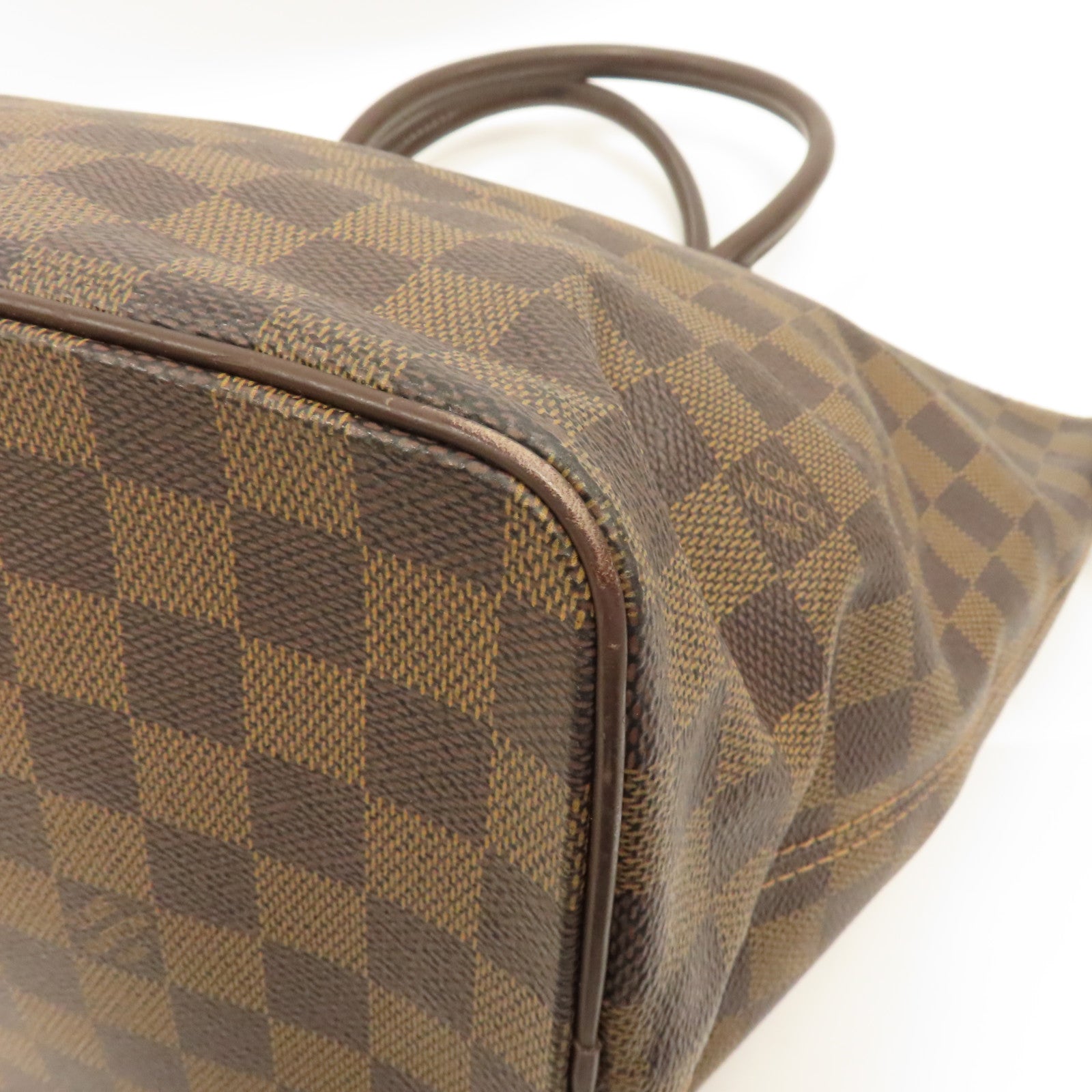 LOUIS VUITTON Damier Ebene Saleya MM金扣肩背袋棕色