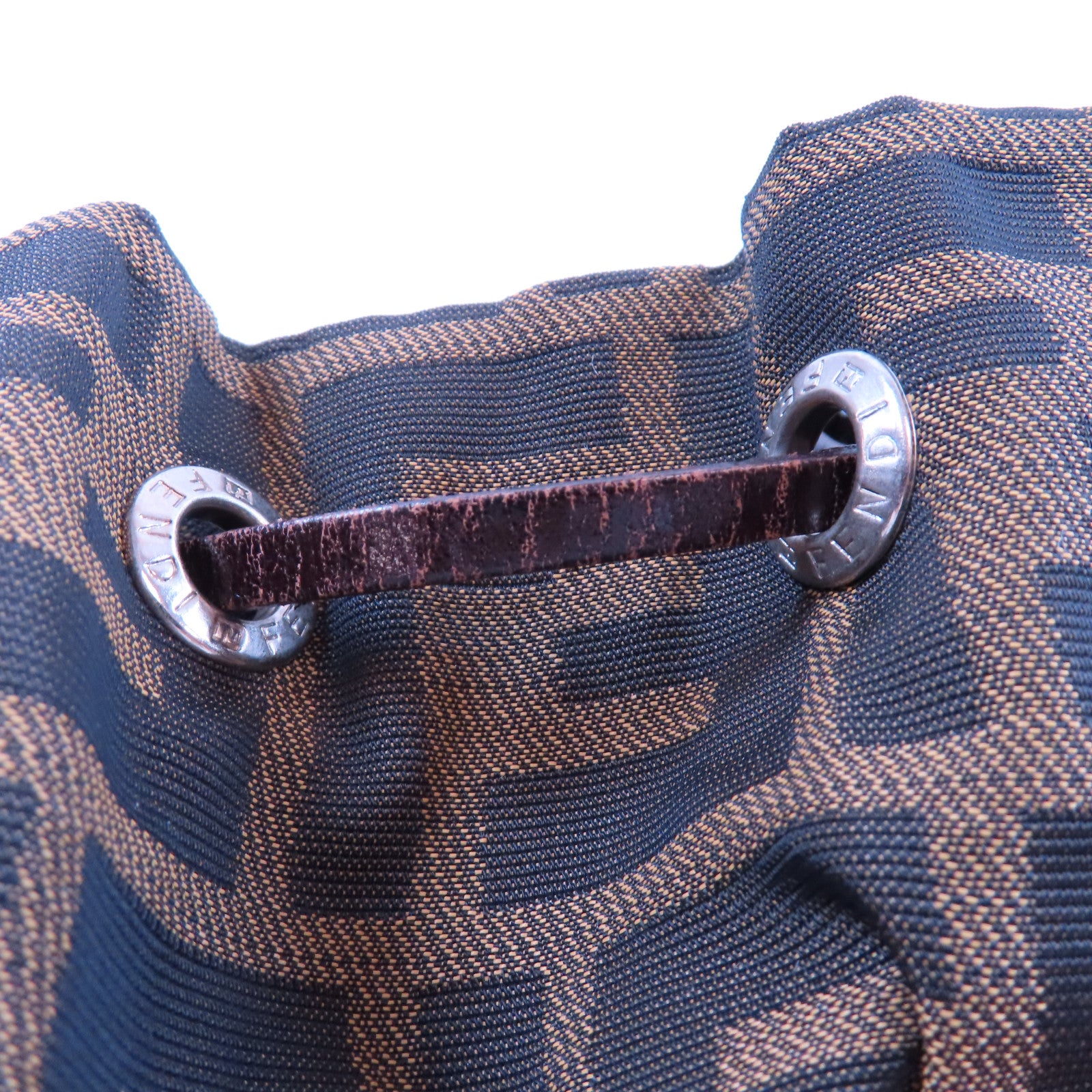 FENDI 牛皮皮革/帆布Backpack金扣背包