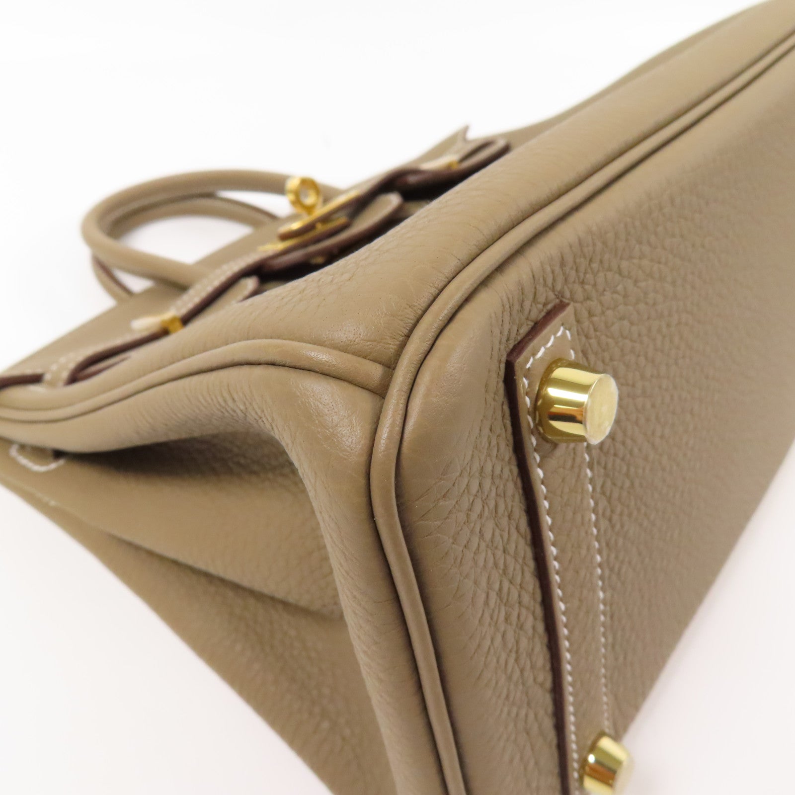 HERMES 【激減優惠】Togo皮革金扣Birkin 25手挽袋Etoupe