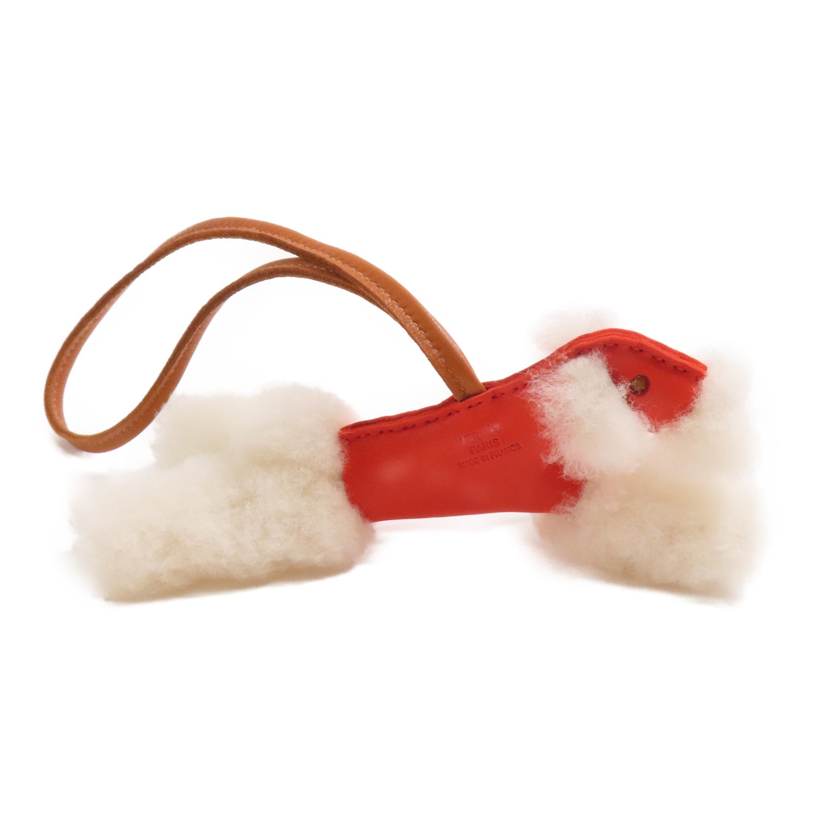 HERMES Fur/Swift皮革Budy掛飾Orange Poppy