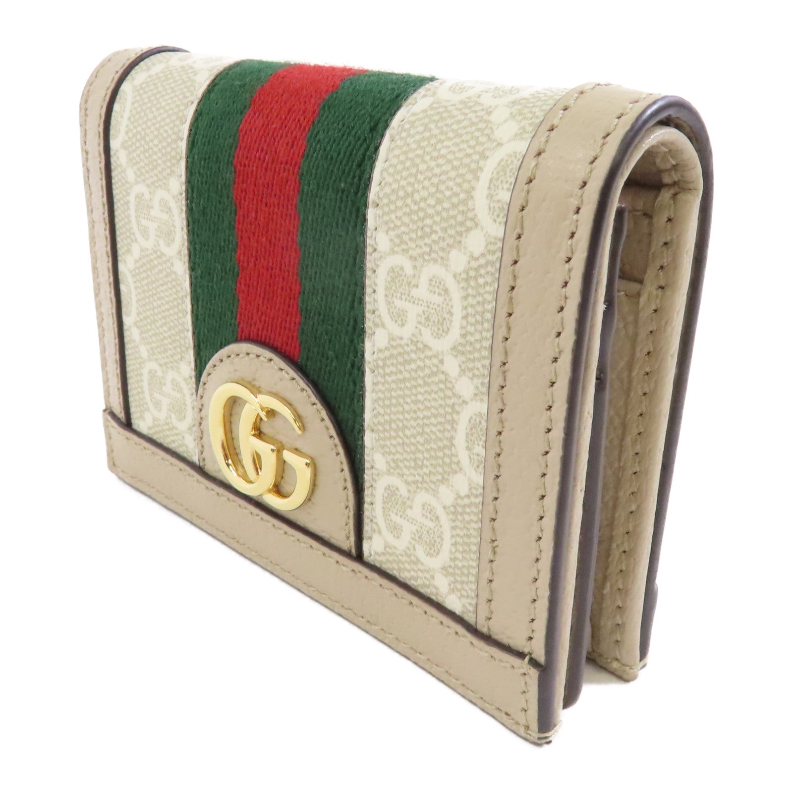 GUCCI 塗層帆布Ophidia Case Wallet金扣錢包米色