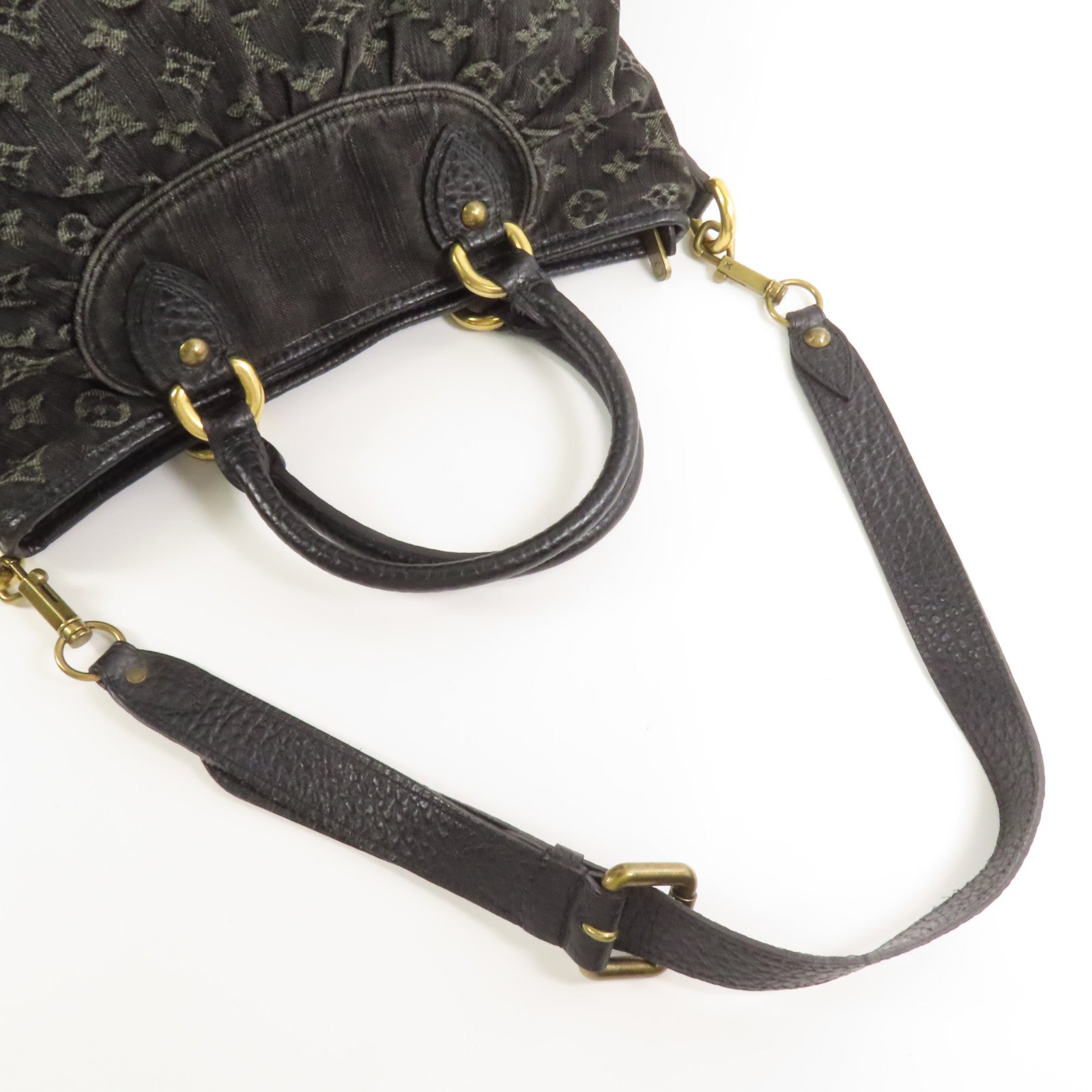 LOUIS VUITTON Monogram Denim Neo Cabby MM金扣手挽肩背兩用袋