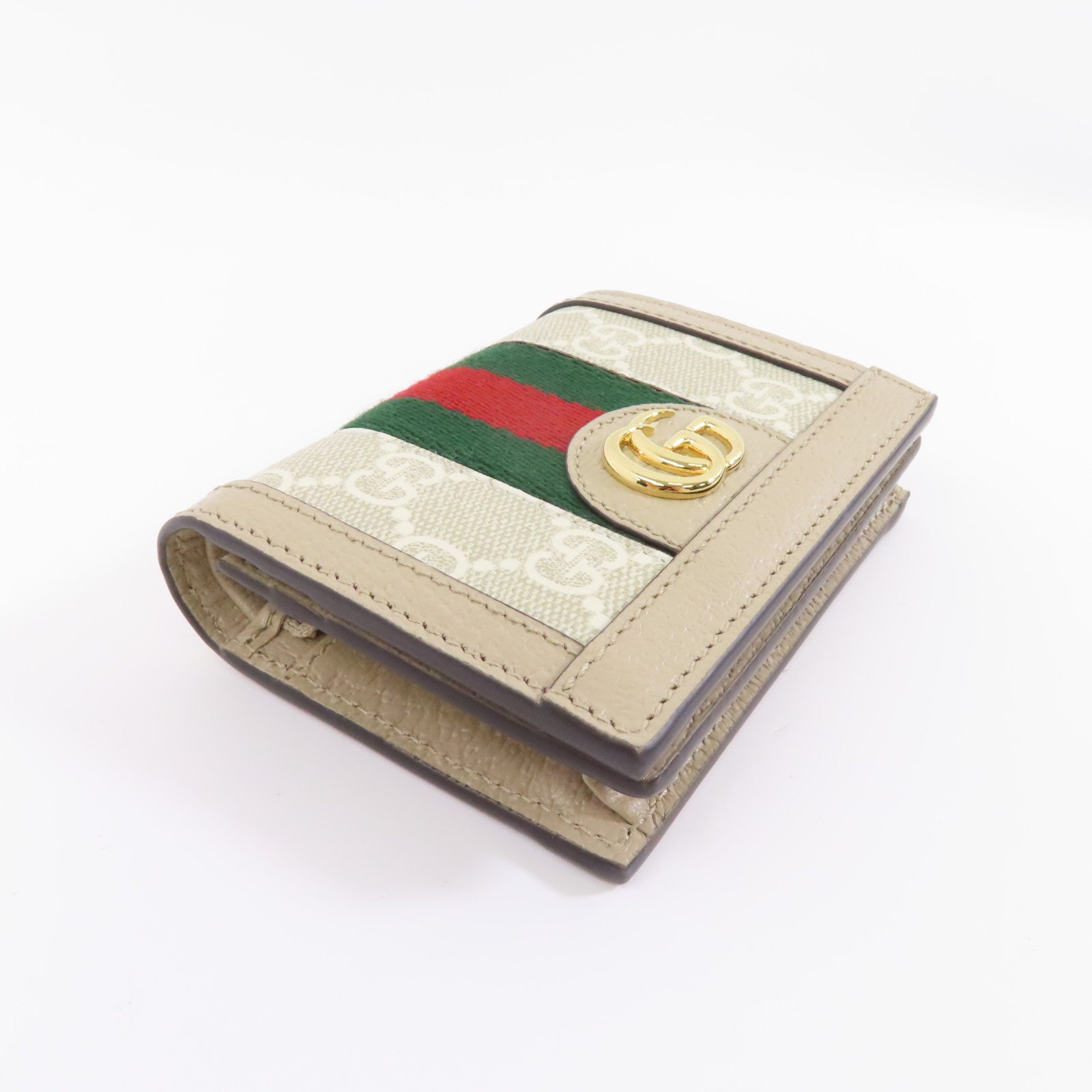 GUCCI 塗層帆布Ophidia Case Wallet金扣錢包米色