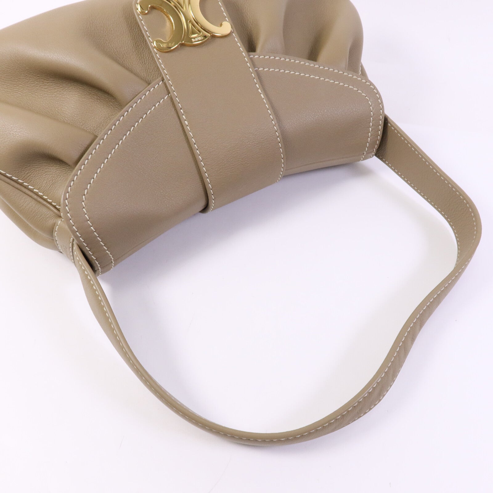 CELINE 皮革Polly Medium金扣肩背袋