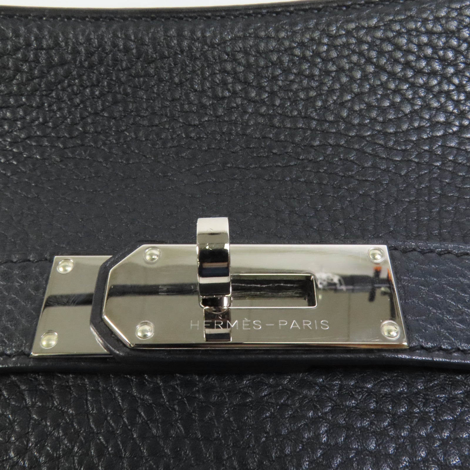 HERMES Clemence皮革Jypsiere 31銀扣肩背袋Noir