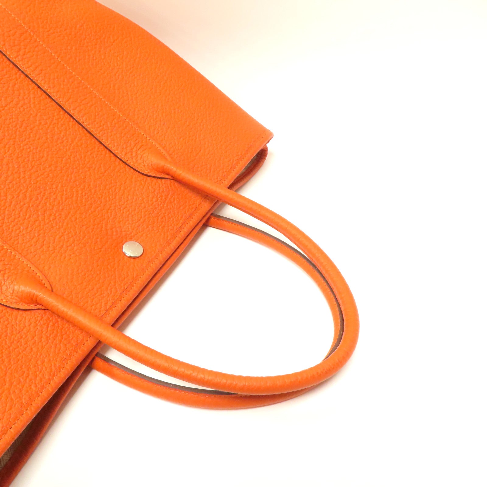 HERMES 【激減優惠】Clemence皮革GardenParty PM銀扣手挽袋火焰橙色