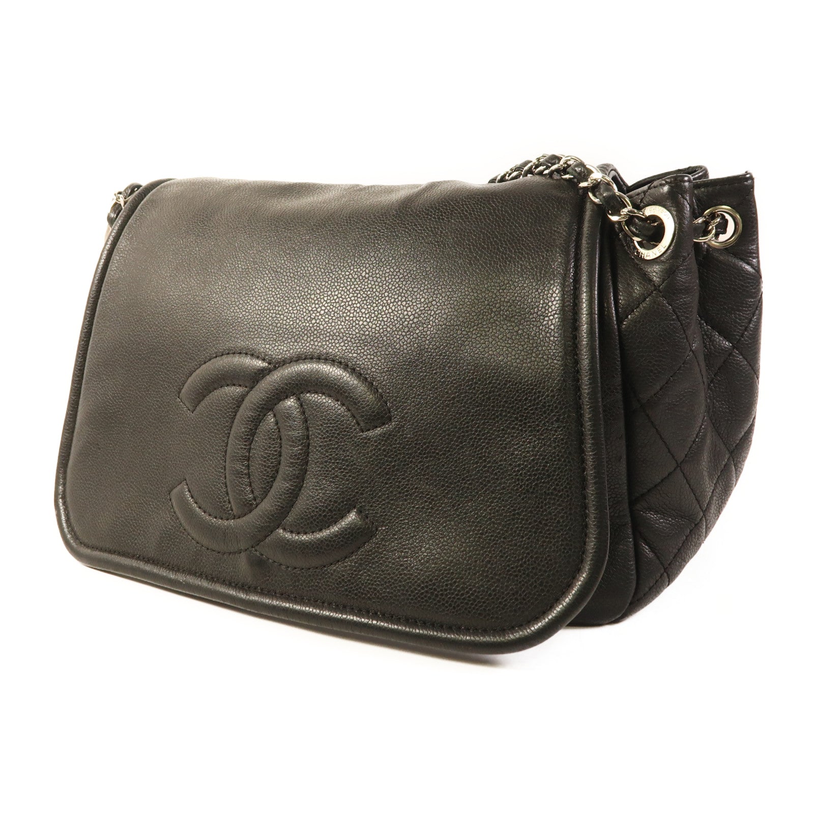 CHANEL 【激減優惠】牛皮皮革Chain Shoulder銀扣鏈帶肩背袋