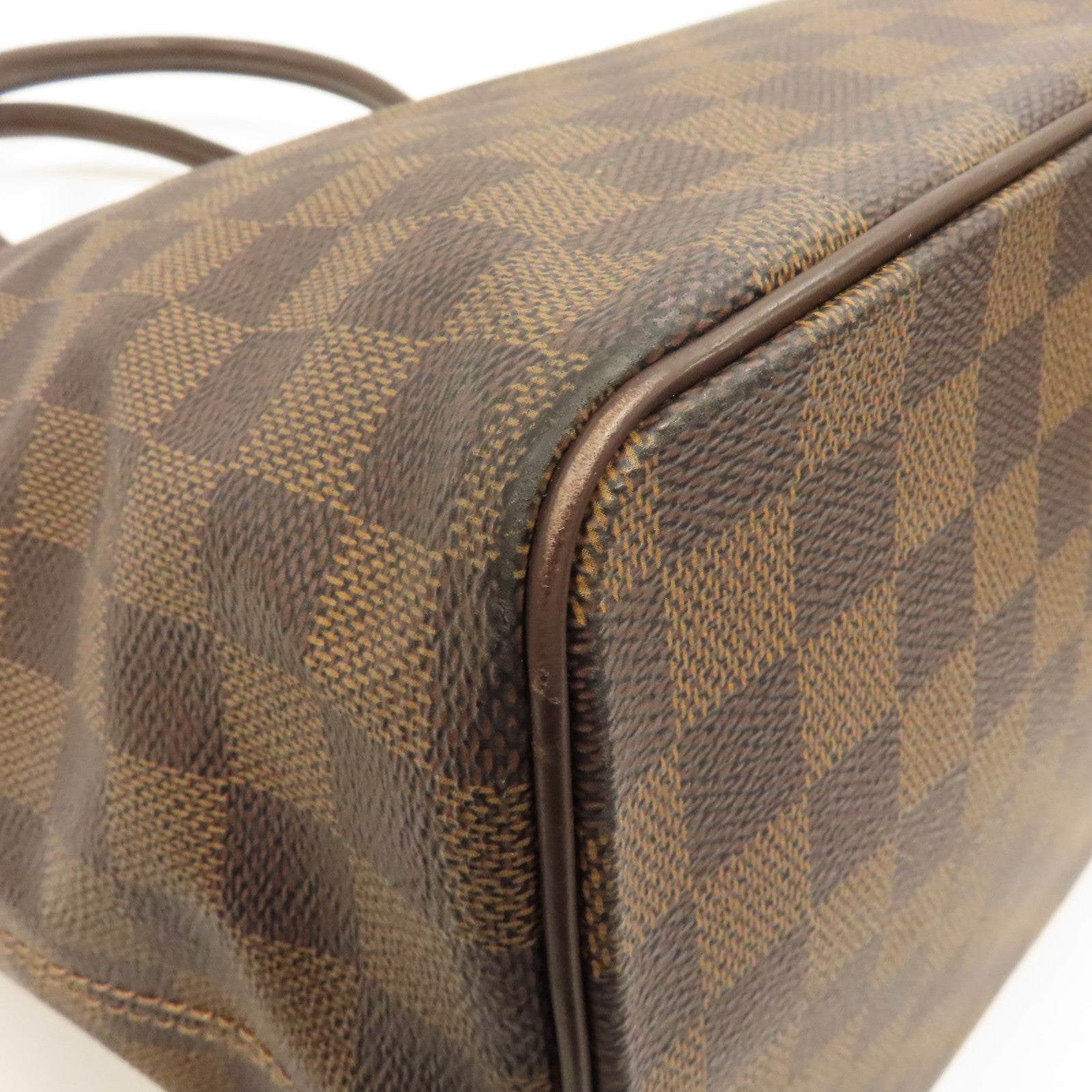 LOUIS VUITTON Damier Ebene Saleya MM金扣肩背袋棕色
