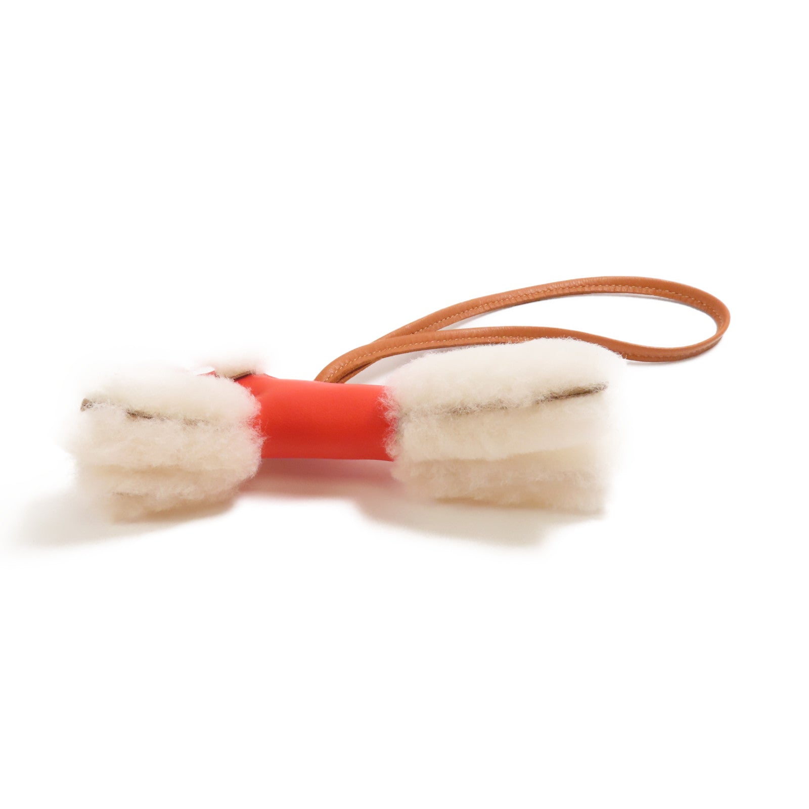 HERMES Fur/Swift皮革Budy掛飾Orange Poppy