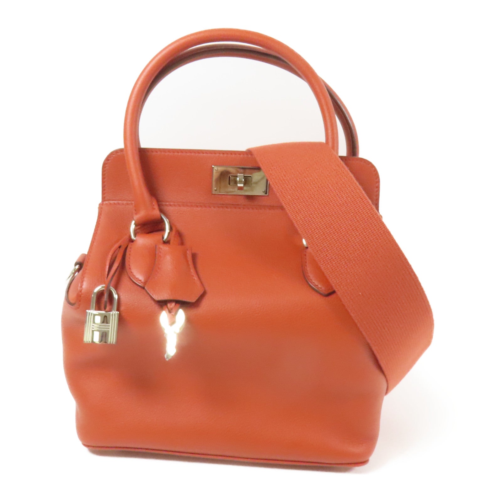 HERMES Evercolor皮革Tool Box 20銀扣手挽肩背兩用袋Brique