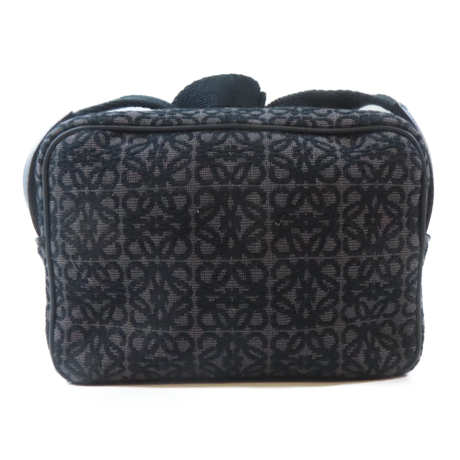 LOEWE 帆布Mini Anagram Camera銀扣肩背袋黑色