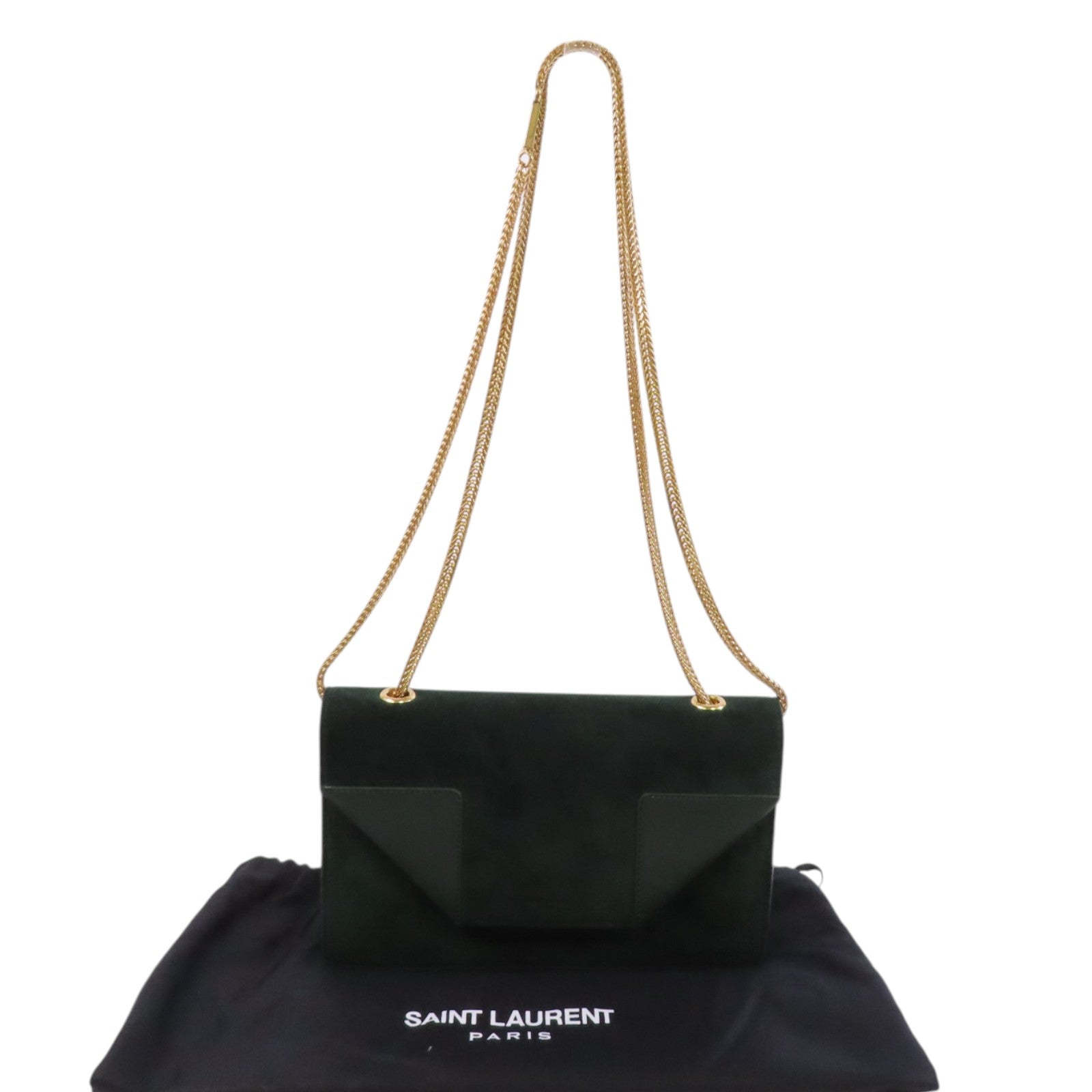SAINT LAURENT 麂皮皮革Shoulder Bag金扣鏈帶肩背袋