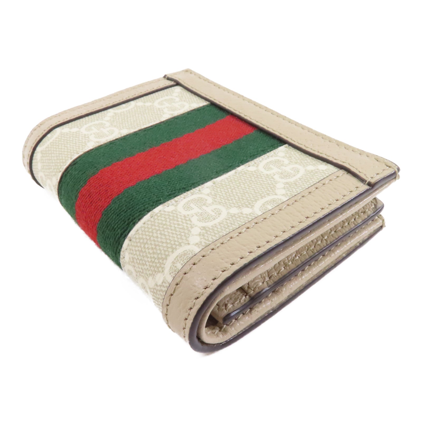 GUCCI 塗層帆布Ophidia Case Wallet金扣錢包米色