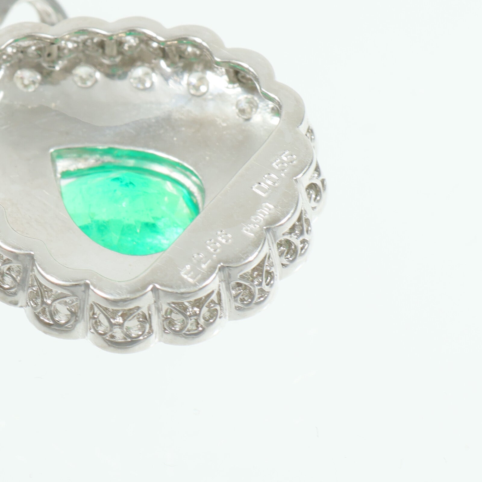 JEWELRY PT900鉑金Emerald Diamond Pendant綠寶石/鑽石吊墜