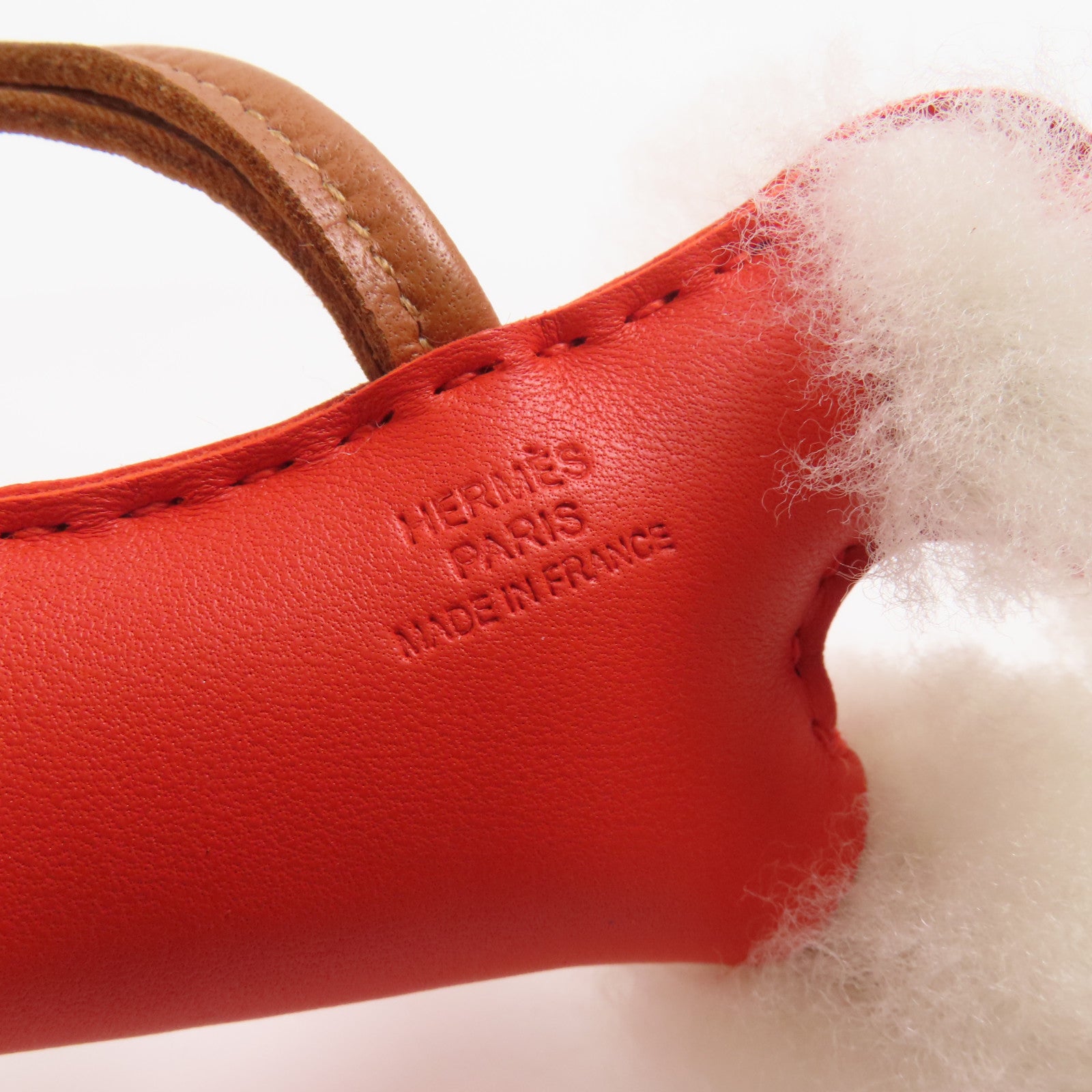 HERMES Fur/Swift皮革Budy掛飾Orange Poppy