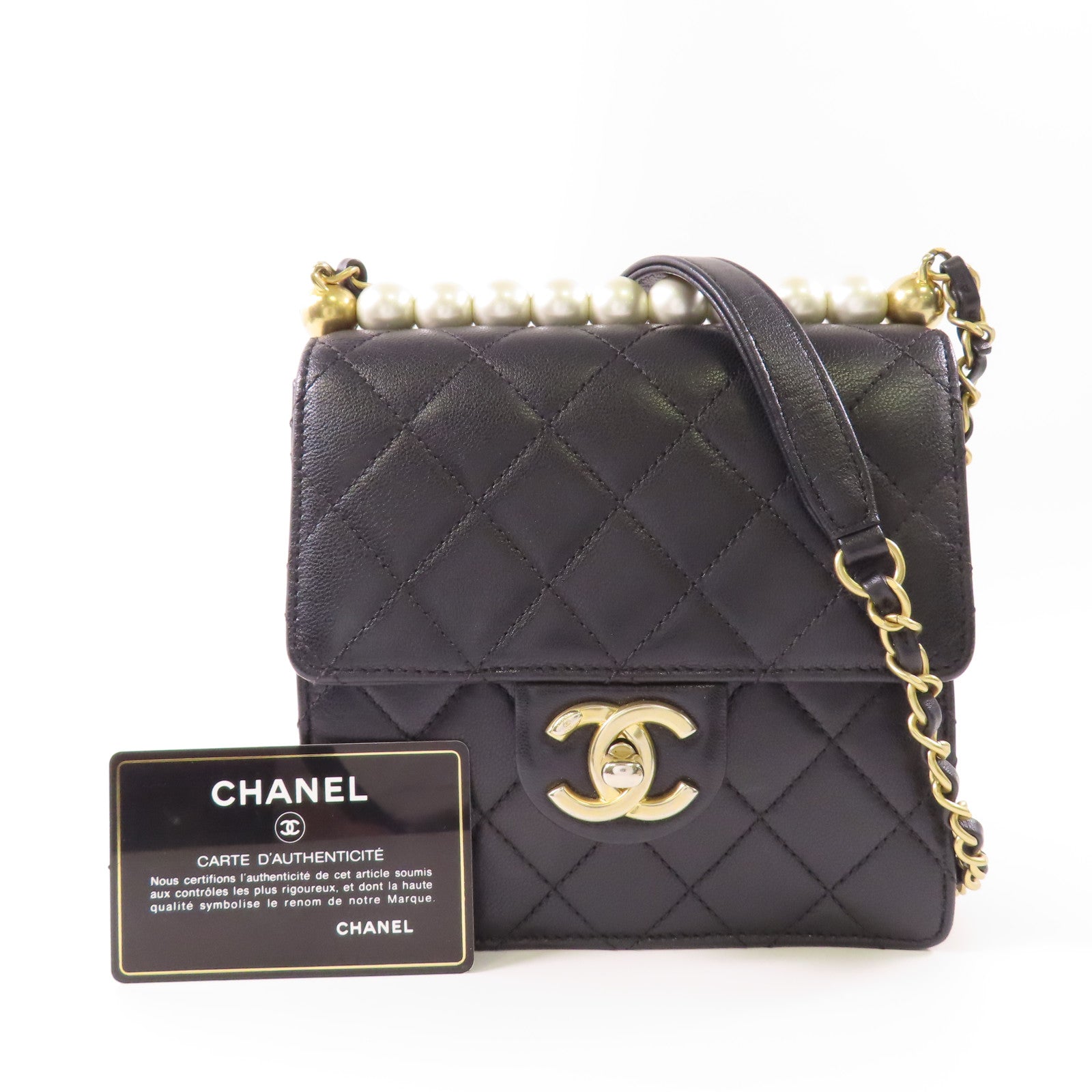 CHANEL 羊皮皮革Chain Shoulder Bag金扣鏈帶肩背袋